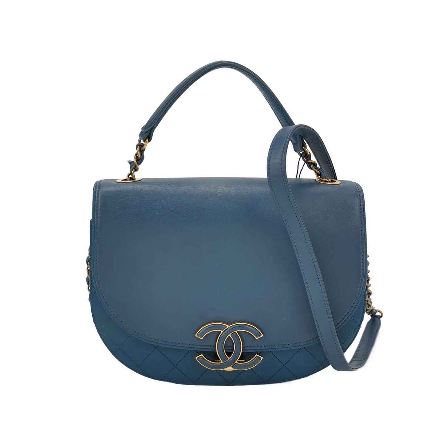 Chanel Calfskin and Lambskin Solid Double C Flap Shoulder Bag 250113781023828