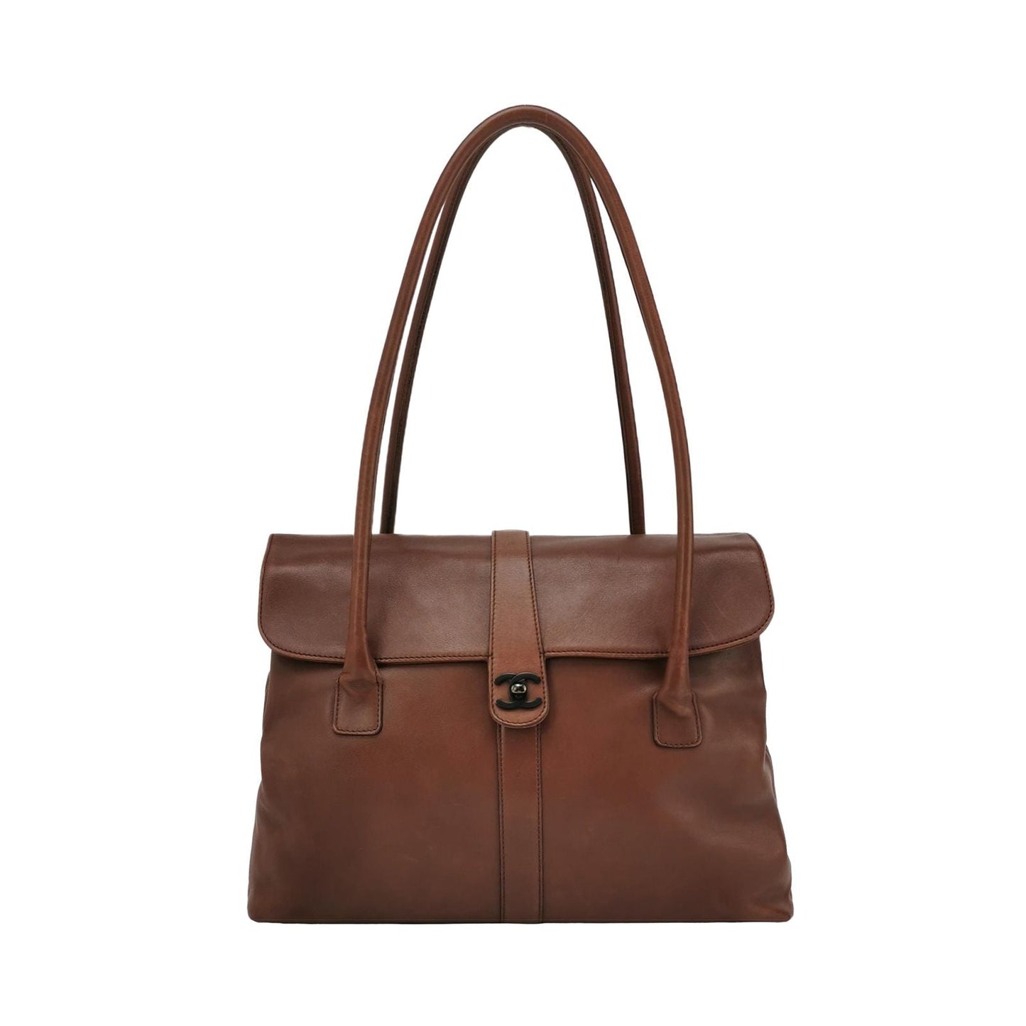 Chanel Calfskin Solid Double C Logo   Shoulder Bag 017852300272