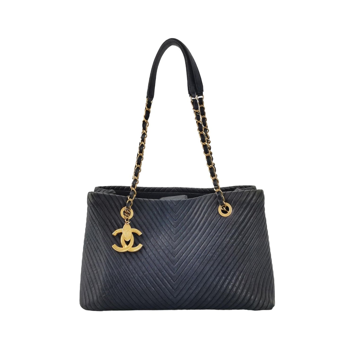 Chanel Lambskin Solid V-stitched Double C Logo Shoulder Bag 250105781011654