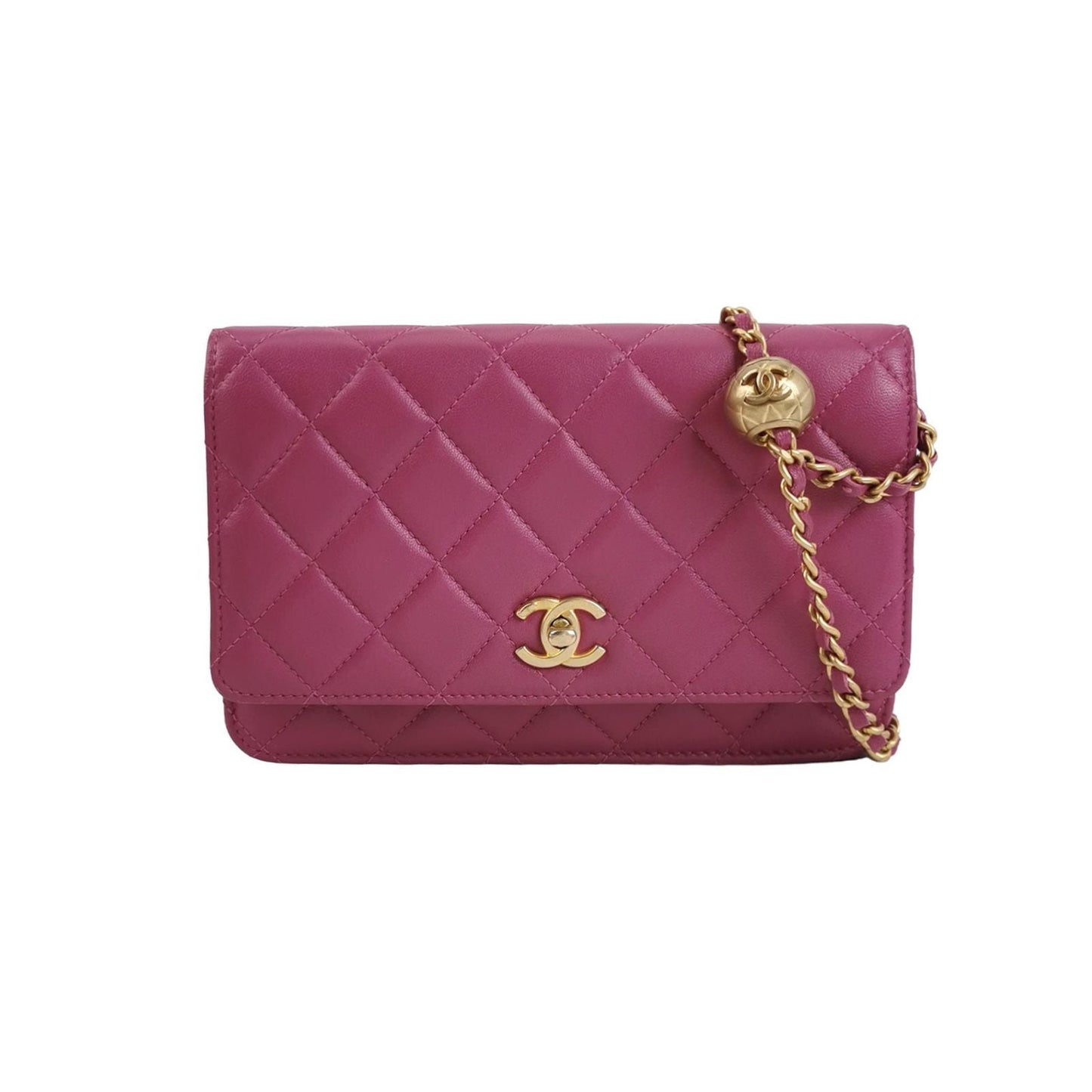 Chanel Lambskin Quilted Double C Logo Woc Crossbody Shoulder Bag 24122478995305