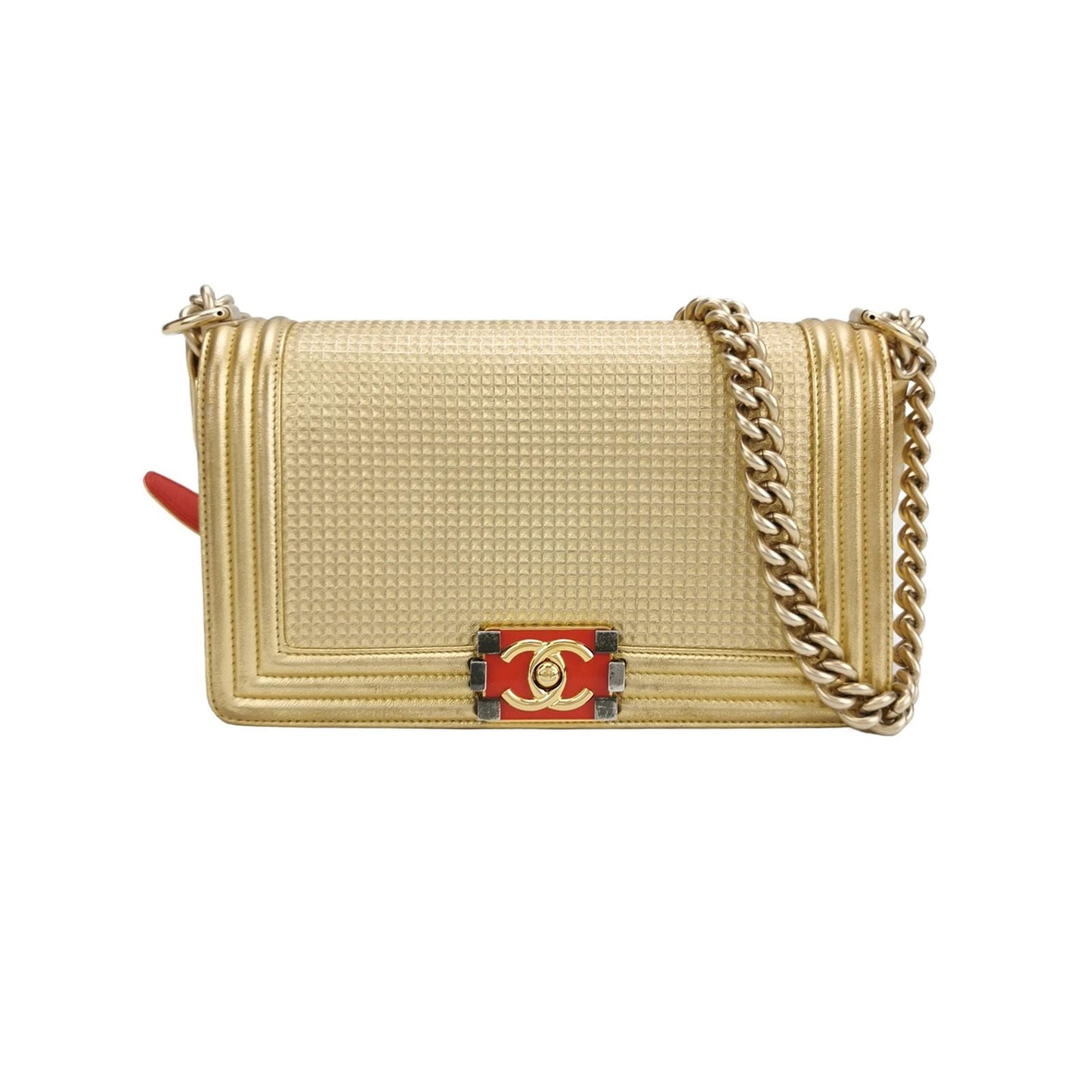 Chanel Leboy Seasonal Limited Edition Medium Lambskin Square Double C Lock Shoulder Bag 250104781010604