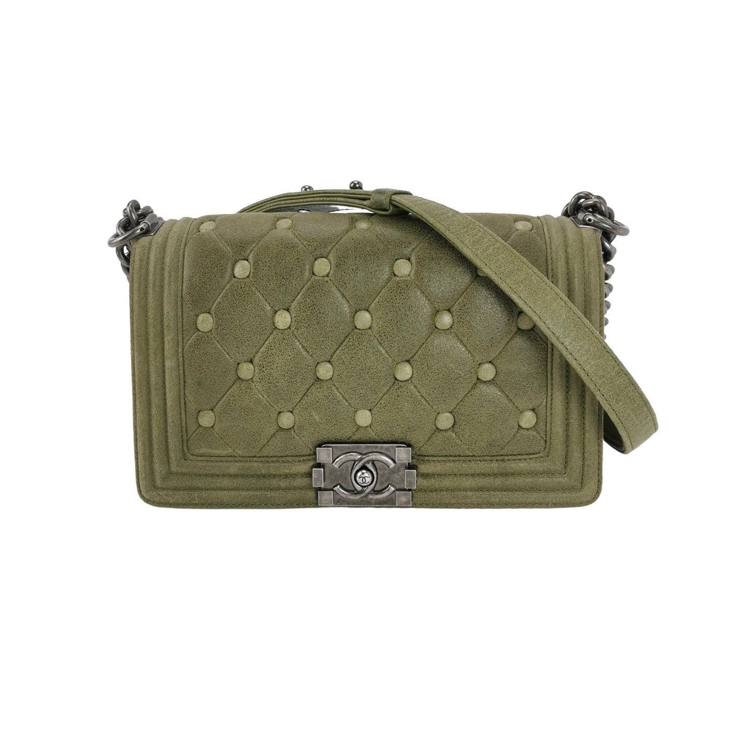 Chanel Leboy Seasonal Limited Edition Medium Solid Square Double C Lock Shoulder Bag 24121878987602