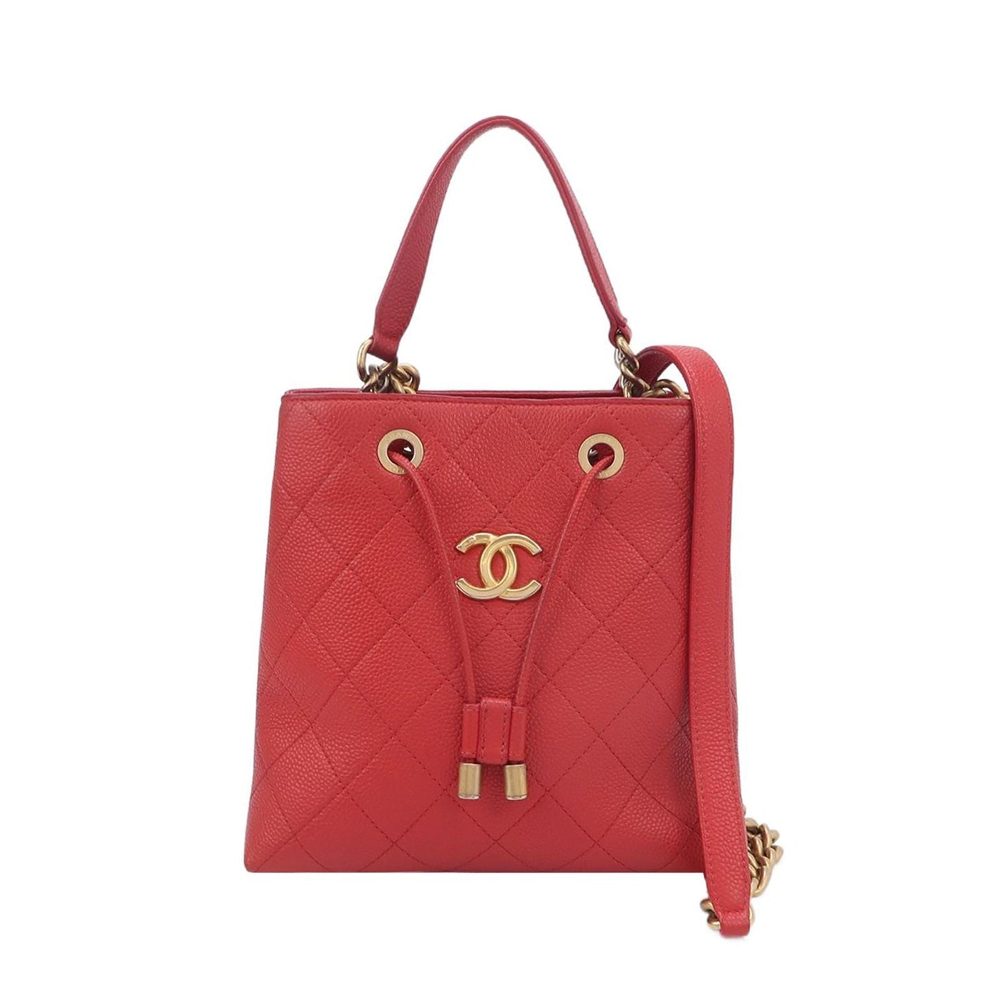 Chanel Quilted Calfskin Double C Logo Drawstring Shoulder Bag 24121778986463