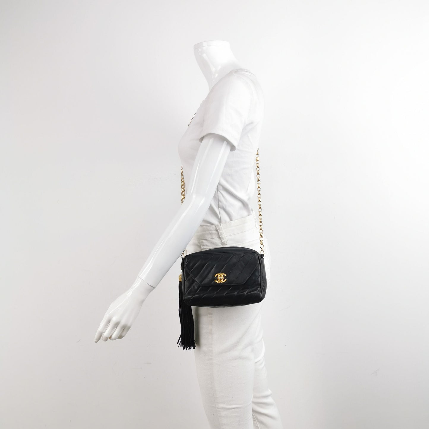 Chanel Quilted Lambskin Double C Turnlock Fringe   Shoulder Bag 24122378993619