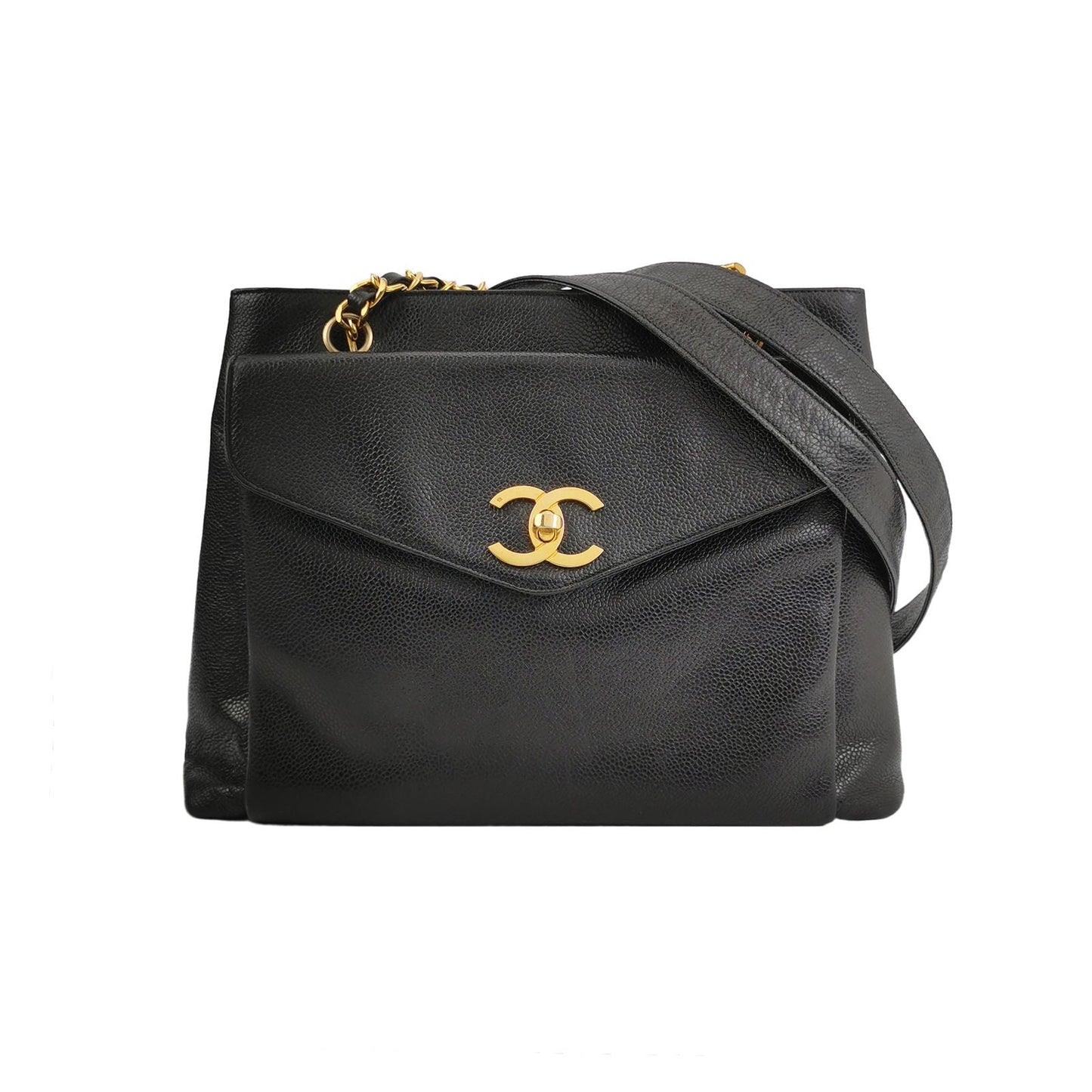 Chanel Calfskin Solid Double C Logo Pendant   Shoulder Bag 24120578971325