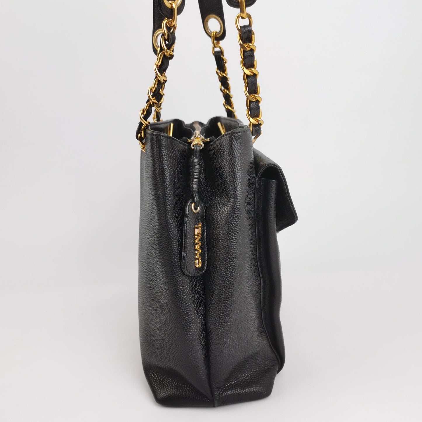 Chanel Calfskin Solid Double C Logo Pendant   Shoulder Bag 24120578971325