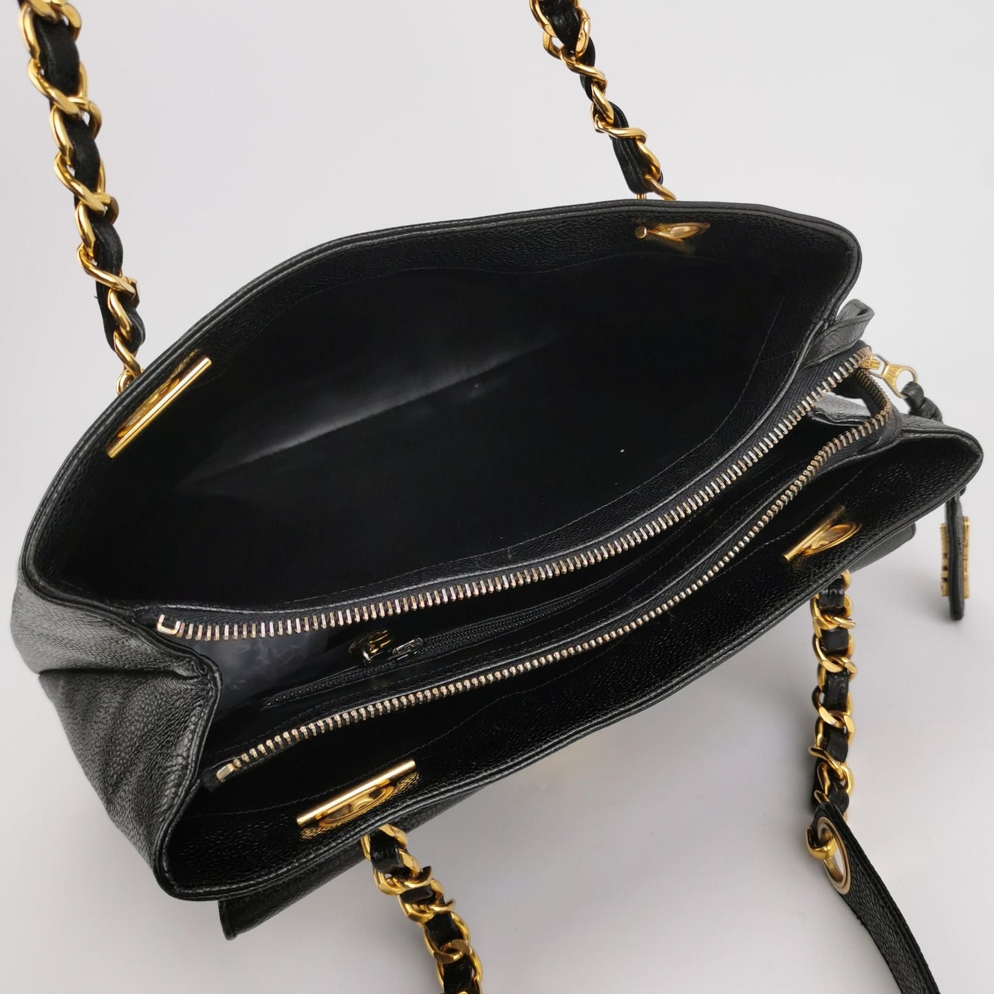 Chanel Calfskin Solid Double C Logo Pendant   Shoulder Bag 24120578971325
