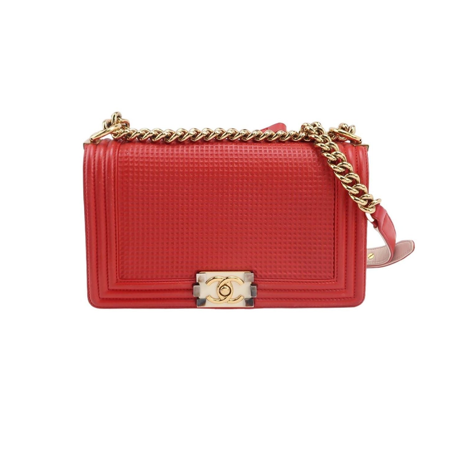 Chanel Leboy Seasonal Limited Medium Lambskin Square Double C Lock Shoulder Bag 24112178953802