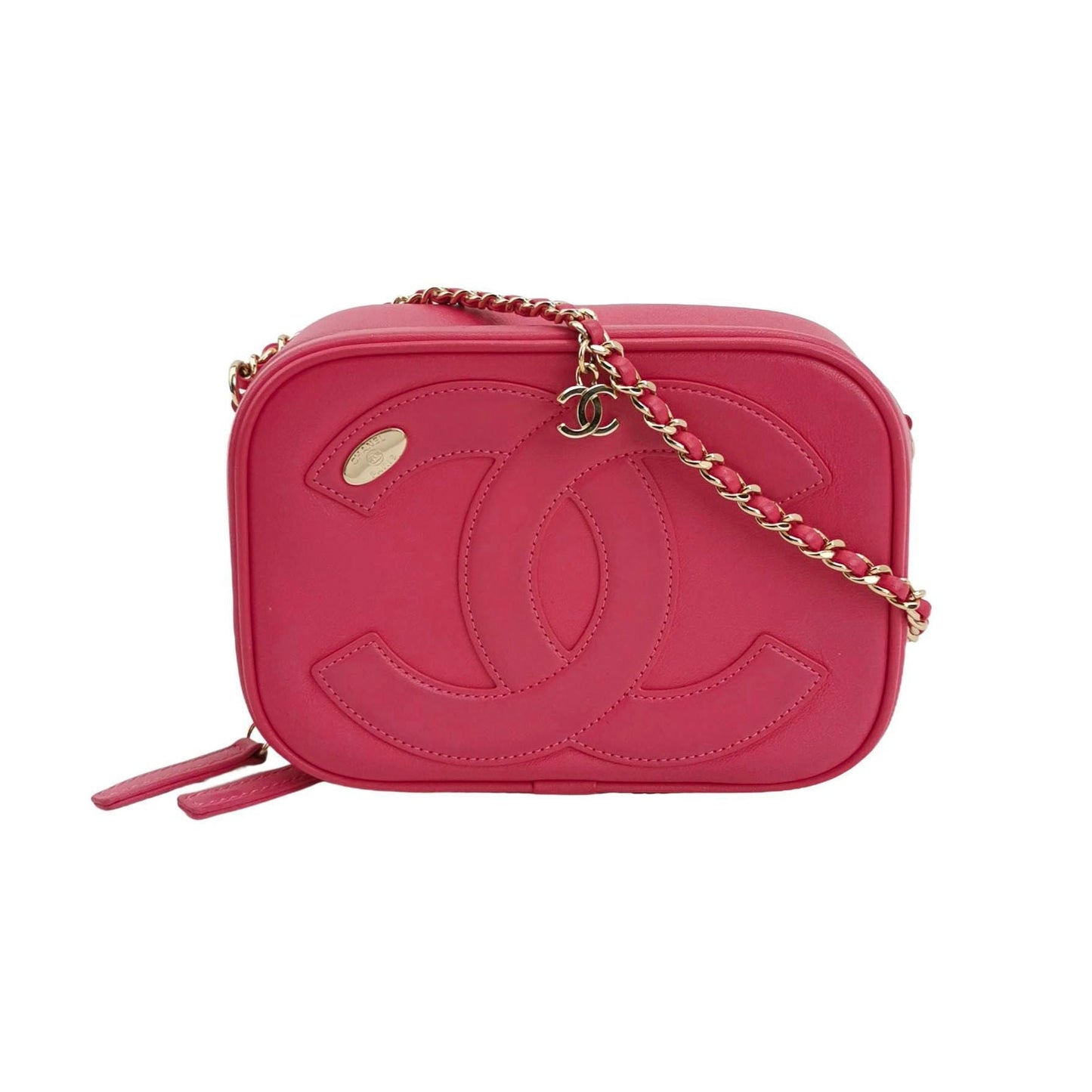 Chanel Lambskin Solid Double C Logo Chain Camera Crossbody Bag 23120778532954