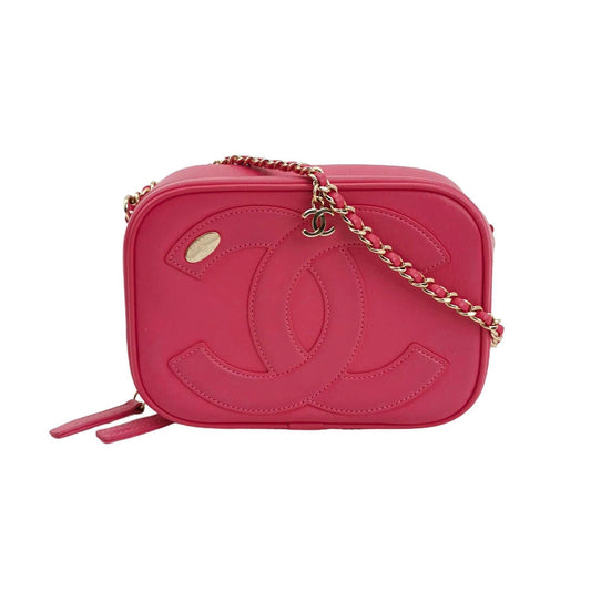 Chanel Lambskin Solid Double C Logo Chain Camera Crossbody Bag 23120778532954