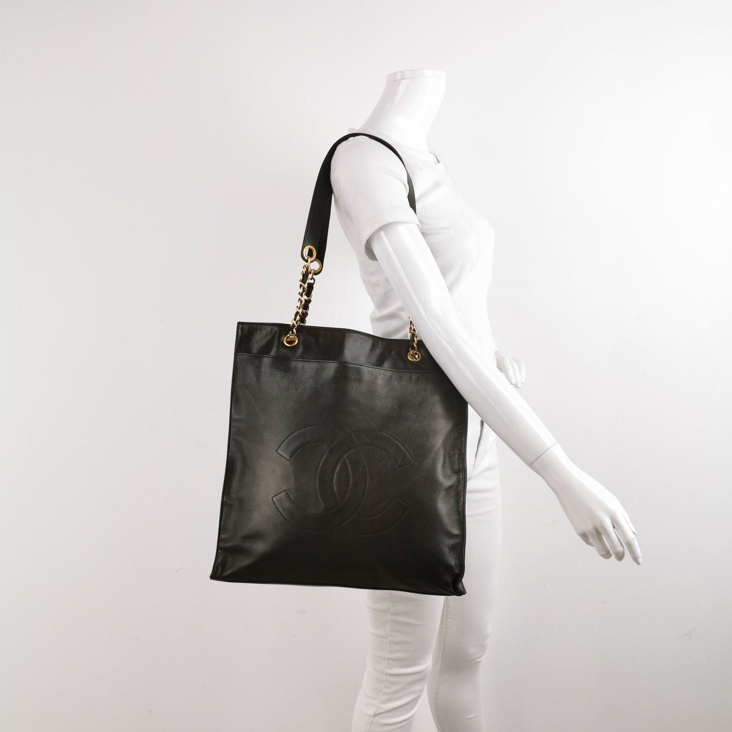 Chanel Calfskin Solid Double C Logo   Shoulder Bag 24111778948499