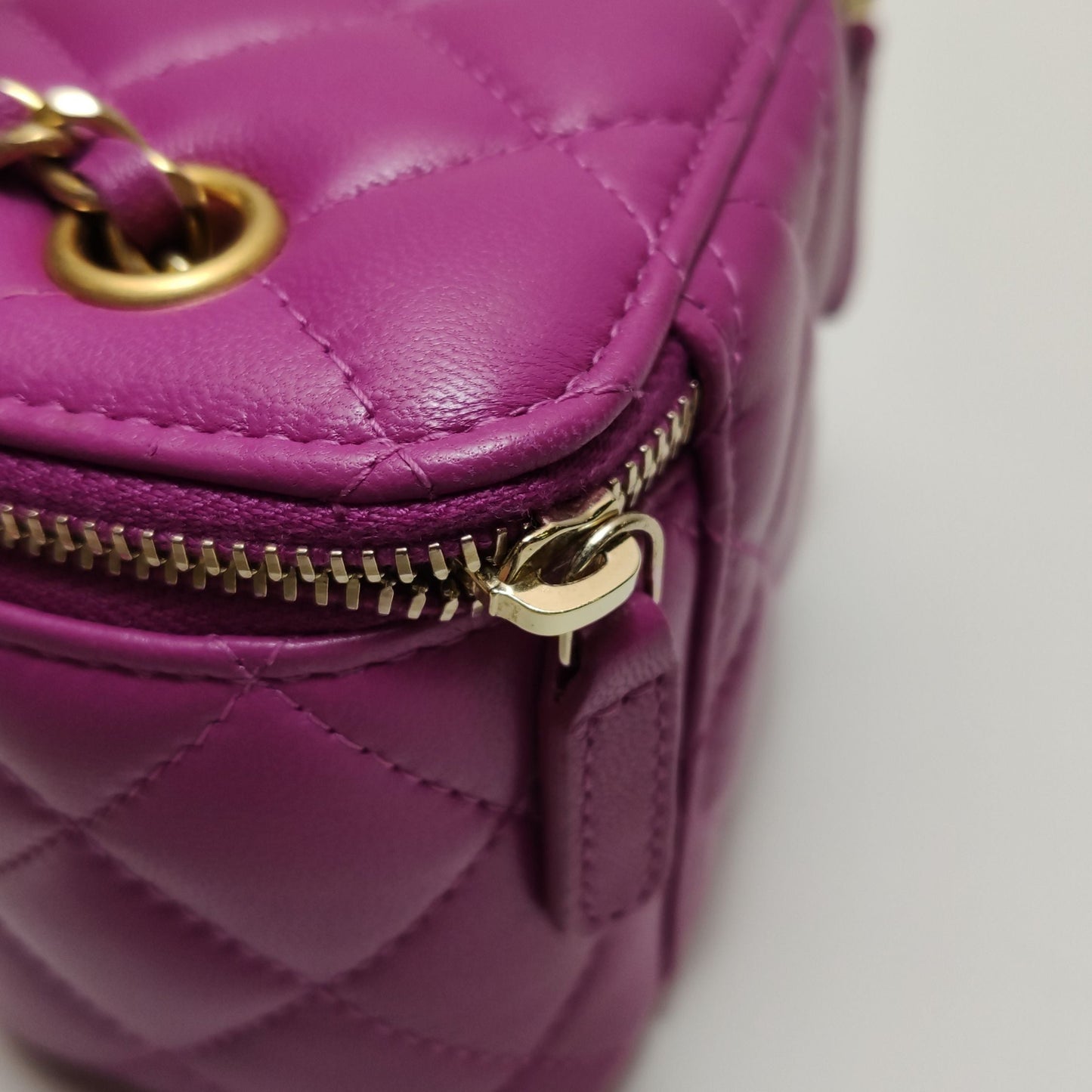 Chanel Vanity Case Lambskin Quilted Gold Ball Chain Double C Logo Crossbody Shoulder Bag 24110978937331