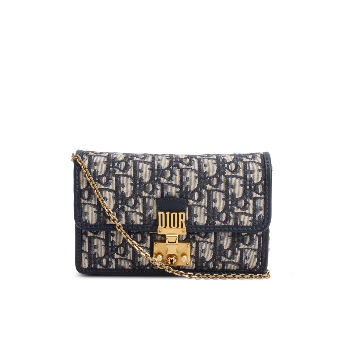 Christian Dior Blue Oblique Dioraddict Wallet on Chain Clutch