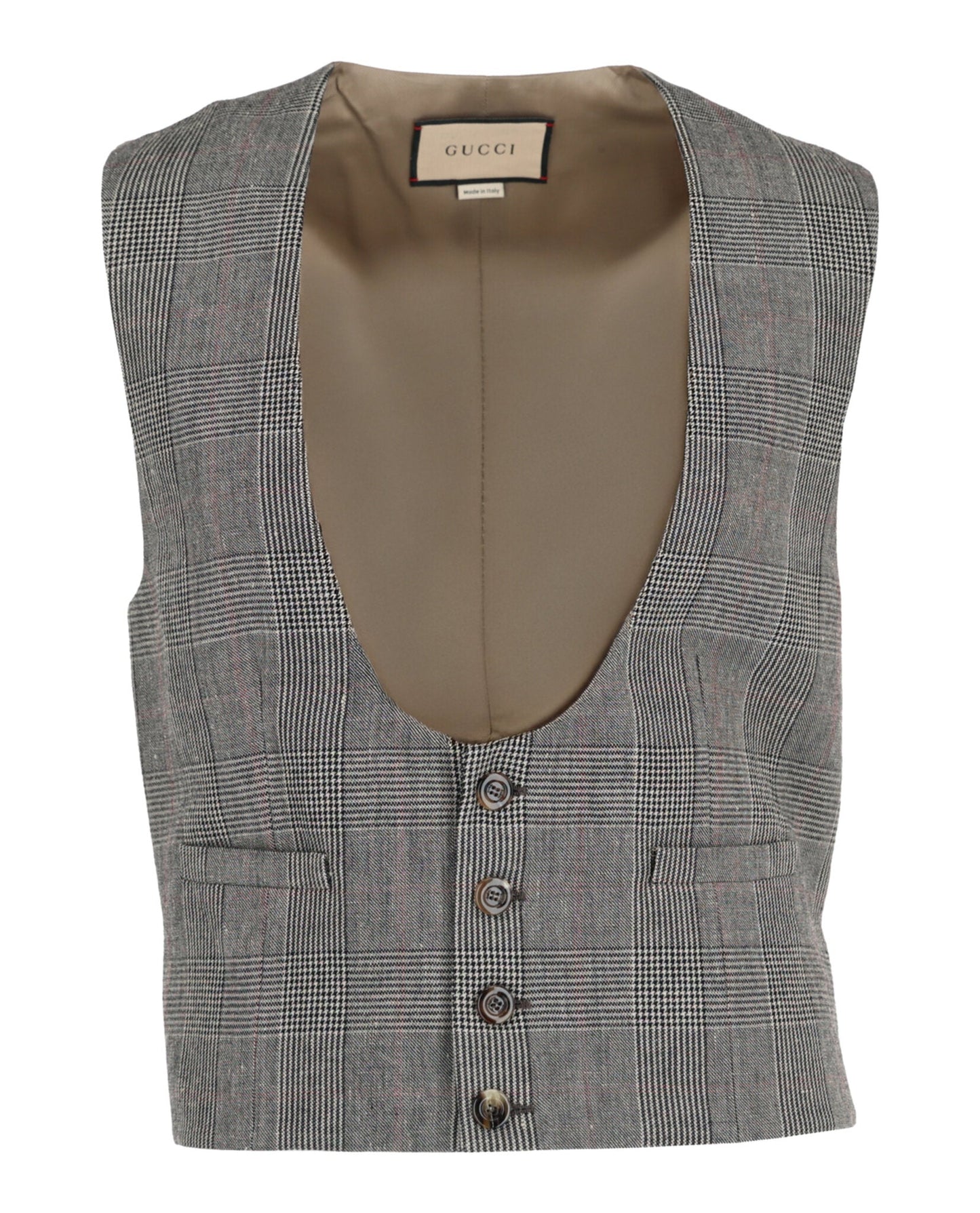 Gucci Mens Wool Blend Plaid Vest