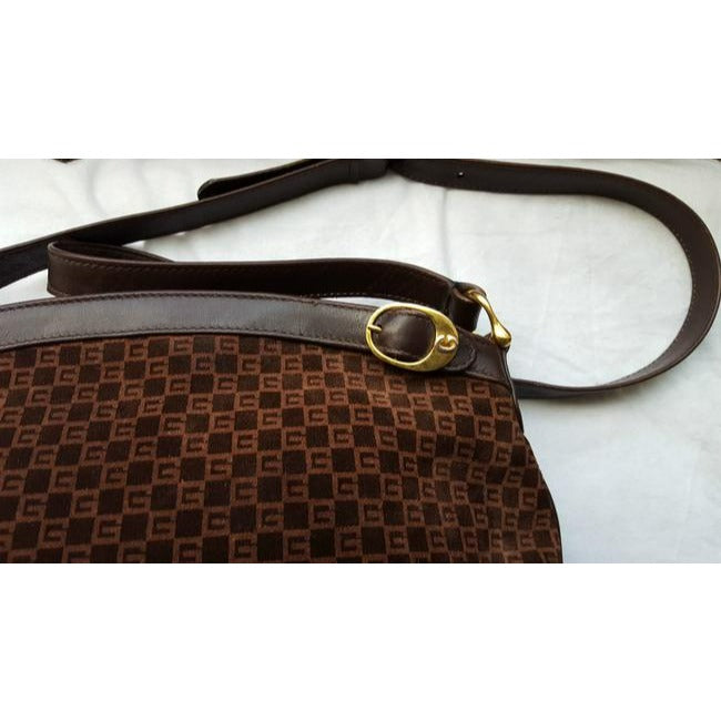 Gucci   Brown Leather And Gg Leather Hobo Bag