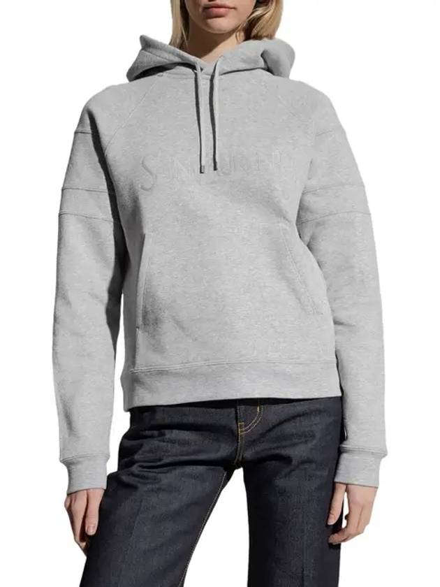Luxury Saint Laurent Trending 2025 Logo Kangaroo Pocket Fleece Hoodie Grey