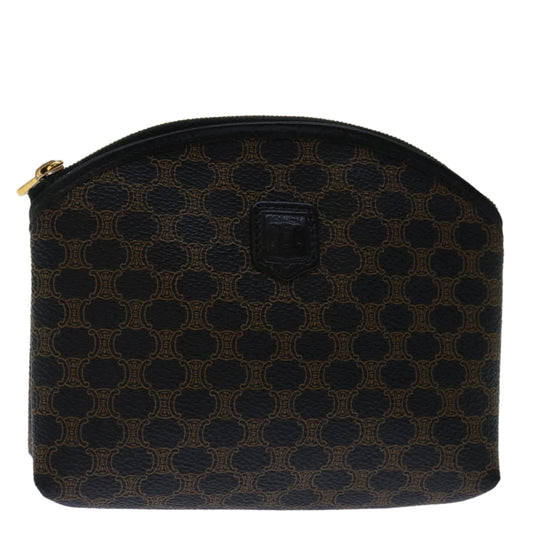 Luxury CELINE Macadam Canvas Cosmetic Pouch PVC Leather Black  68652