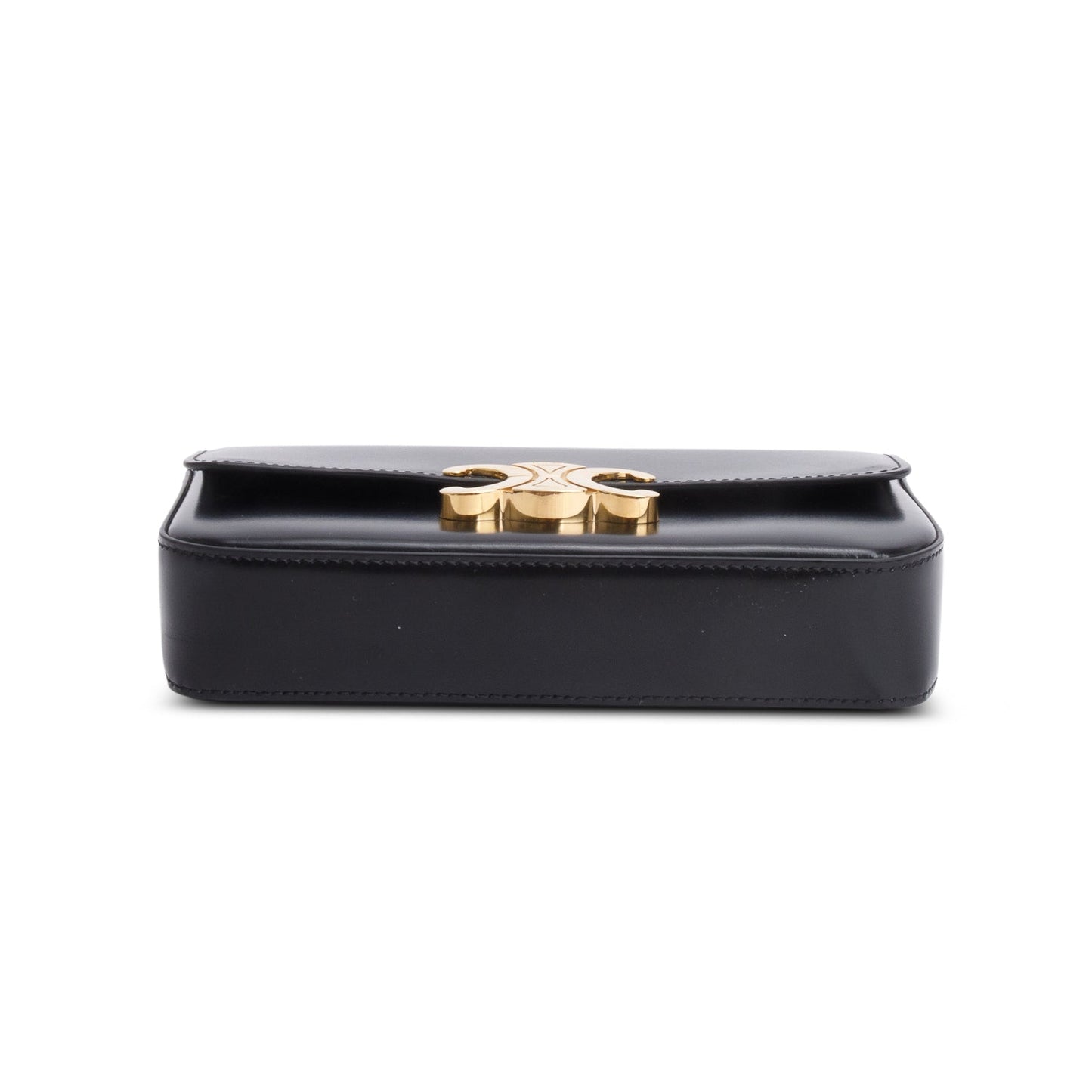 Celine 2022 Black Shiny Calfskin Claude Chain Shoulder Bag
