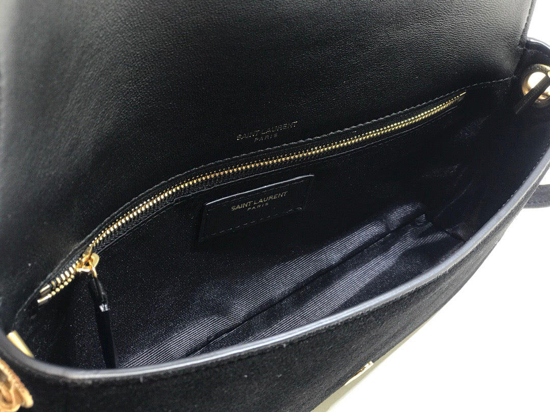 YSSL Kate Tassel Small Shoulder Bag Black For Women 10in/26cm YSL 6042760UD7W1011