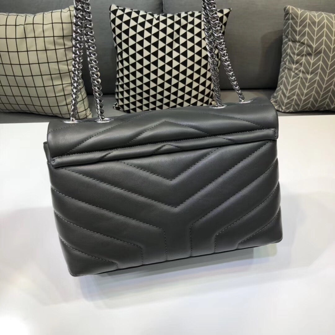 Top Quality Loulou Small Chain Bag In Matelassé "Y" Dark Green For Women 9.8in/23cm YSL