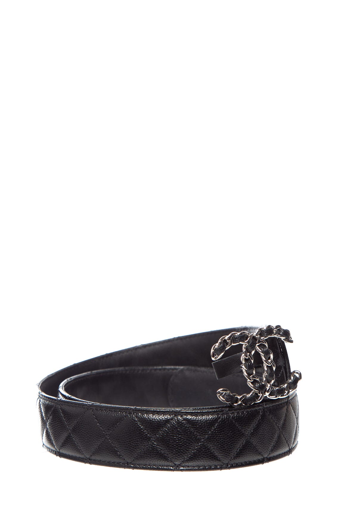 Chanel 2020 Black Leather Interlocking CC Logo Waist Belt SZ 95/38
