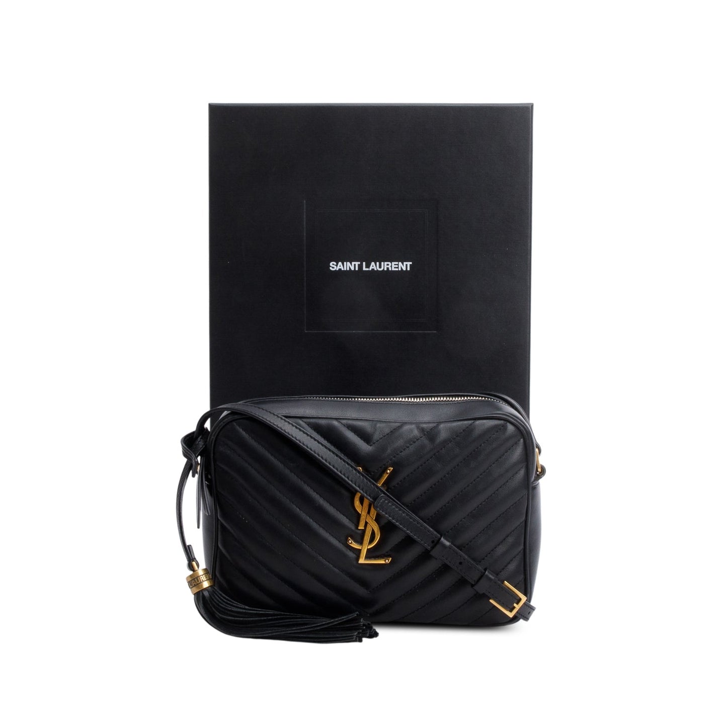 Saint Laurent 2021 Black Calfskin Matelasse Monogram Lou Camera Bag