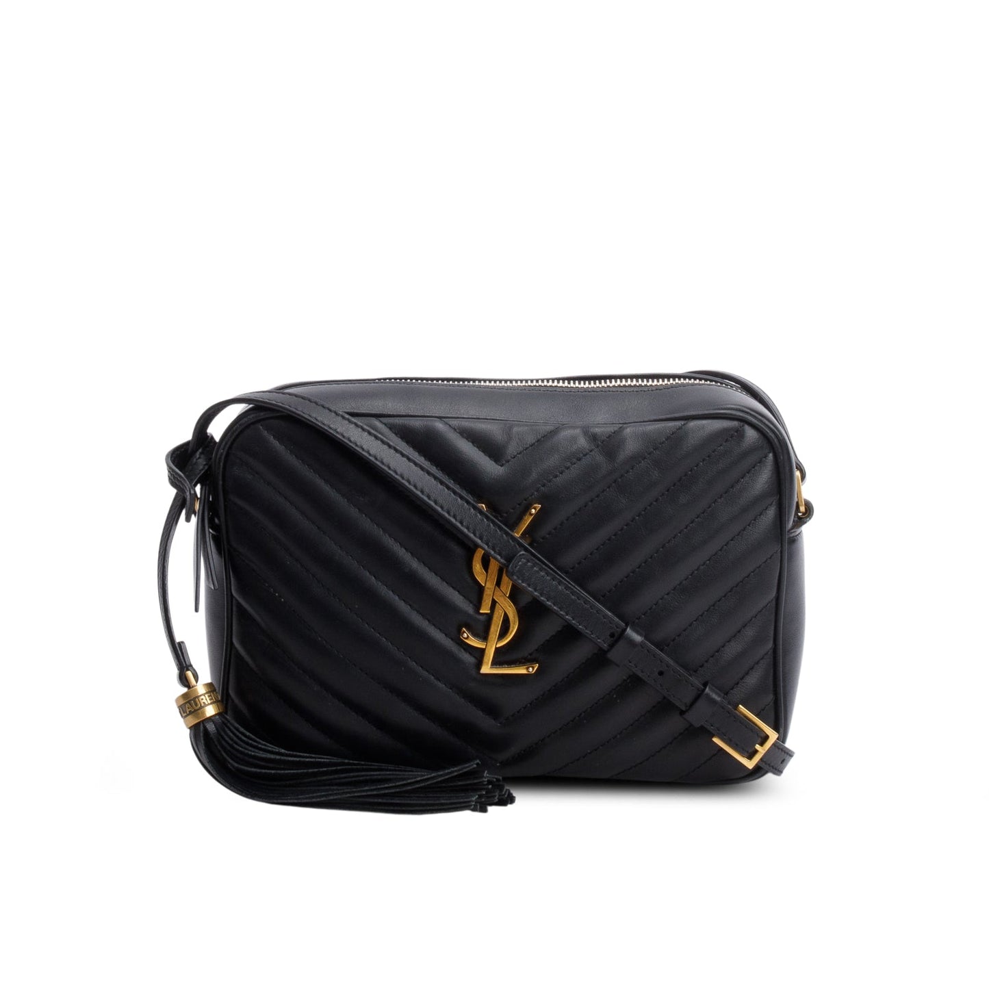 Saint Laurent 2021 Black Calfskin Matelasse Monogram Lou Camera Bag