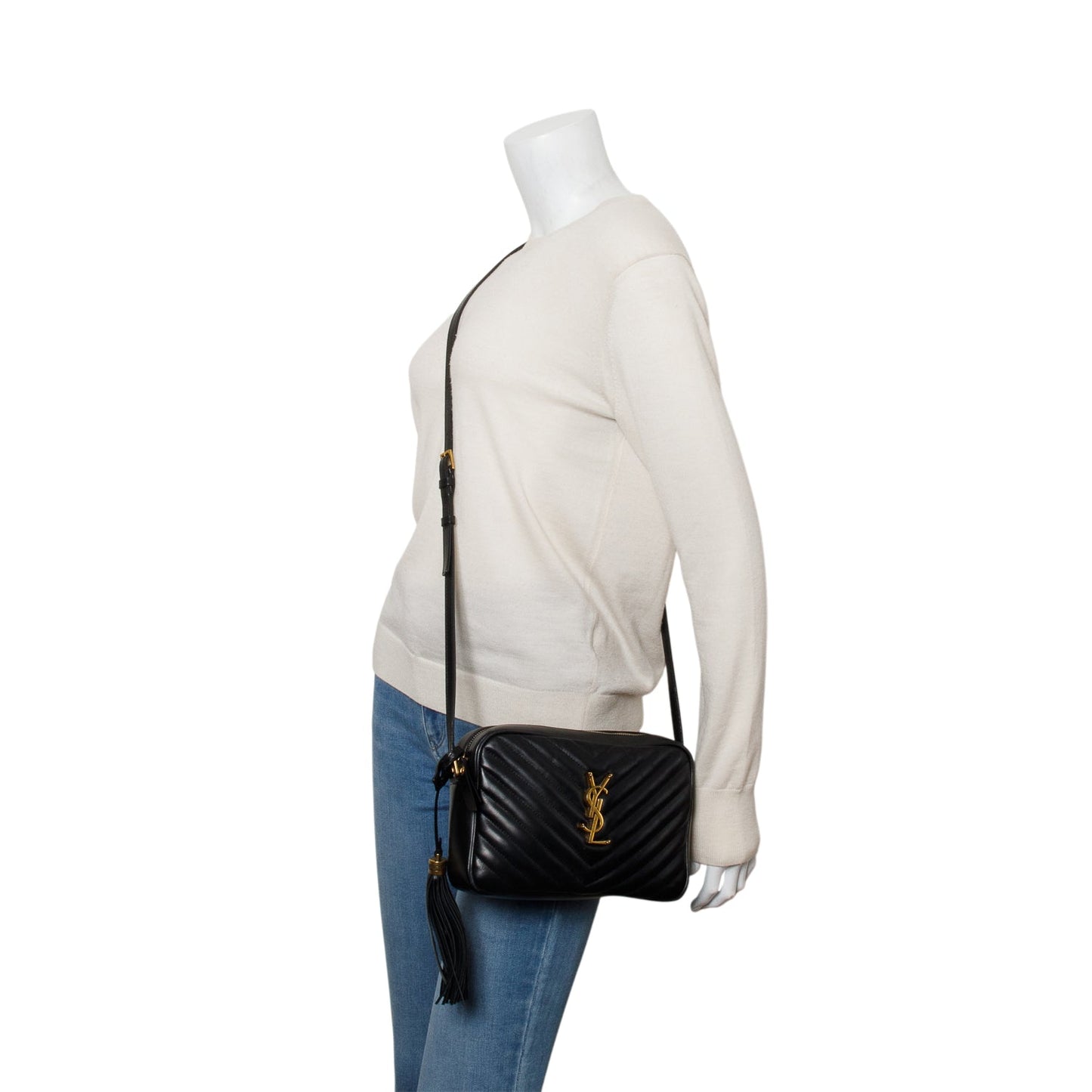 Saint Laurent 2021 Black Calfskin Matelasse Monogram Lou Camera Bag