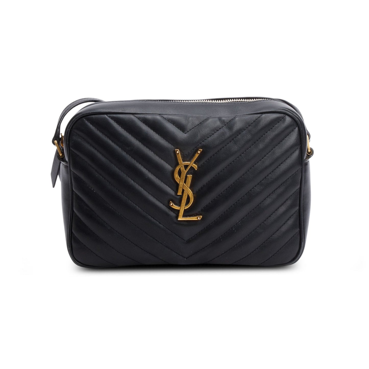 Saint Laurent 2021 Black Calfskin Matelasse Monogram Lou Camera Bag
