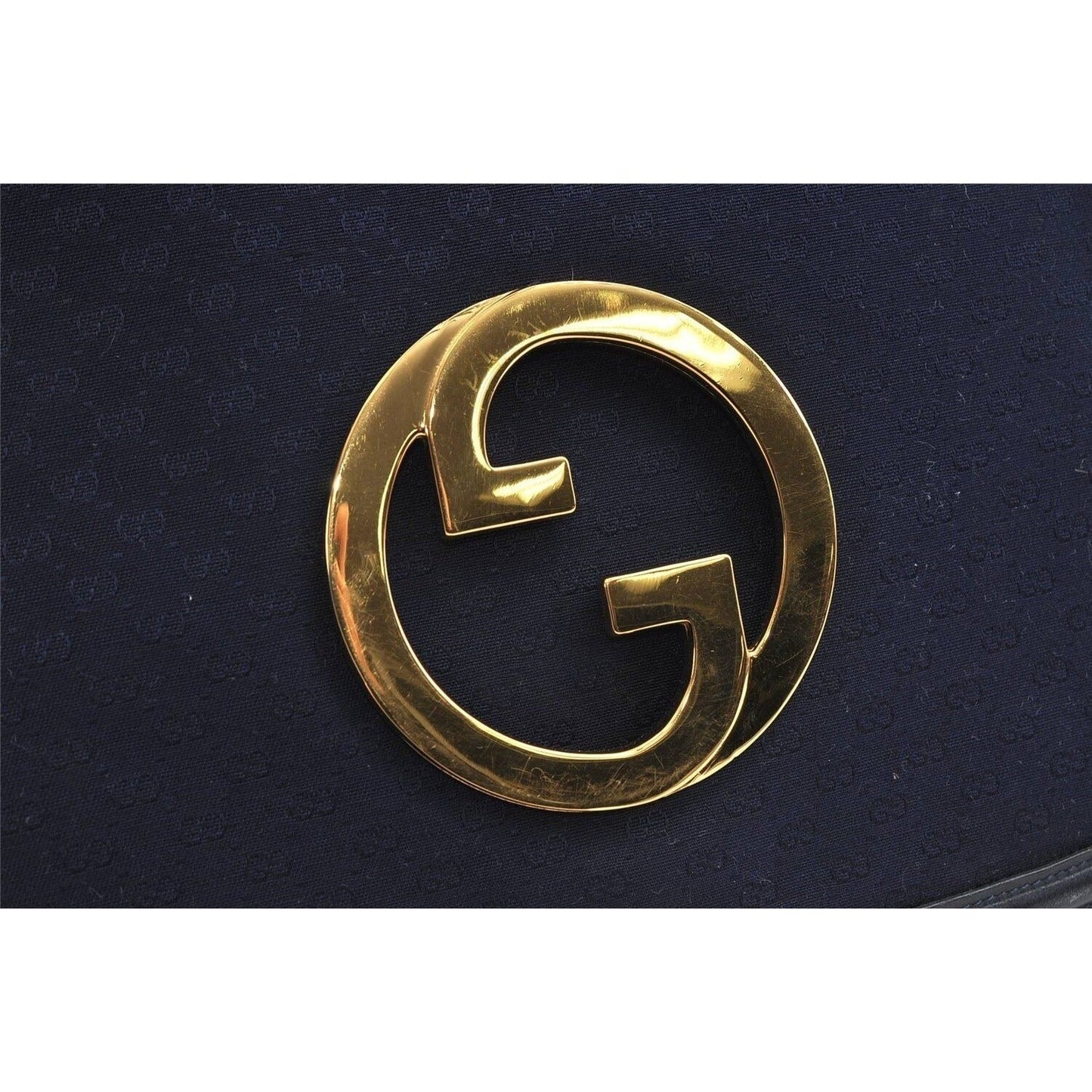 , RARE, Gucci 'Blondie' shoulder bag made from blue micro Guccissima print canvas & navy leather with an XL, cut out , gold 'GG'