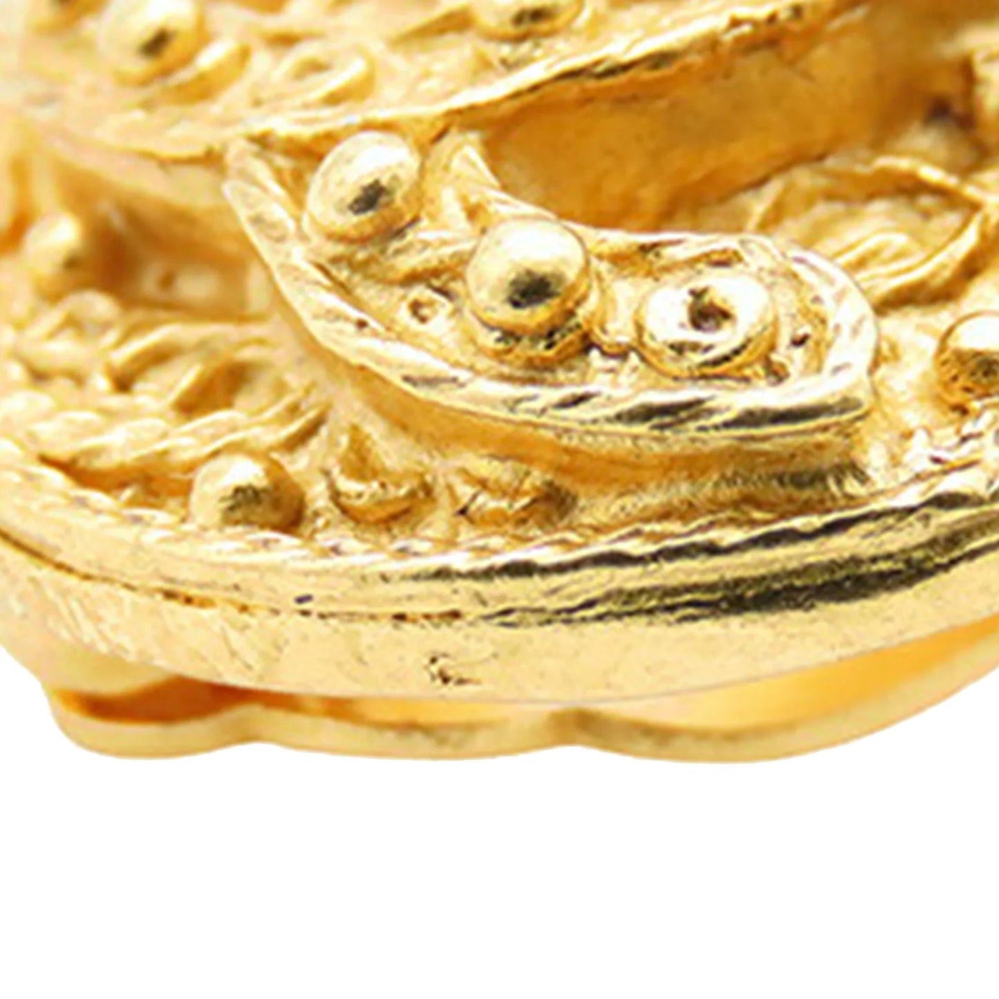 Gold Chanel CC Gold Plated Round Clip On Earrings