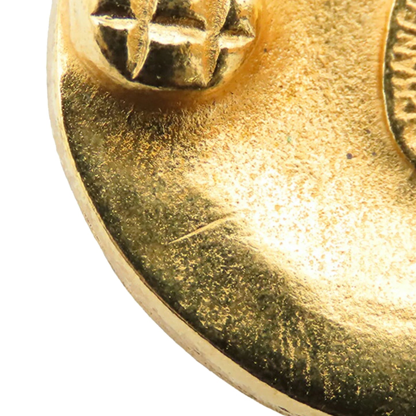 Gold Chanel CC Gold Plated Round Clip On Earrings