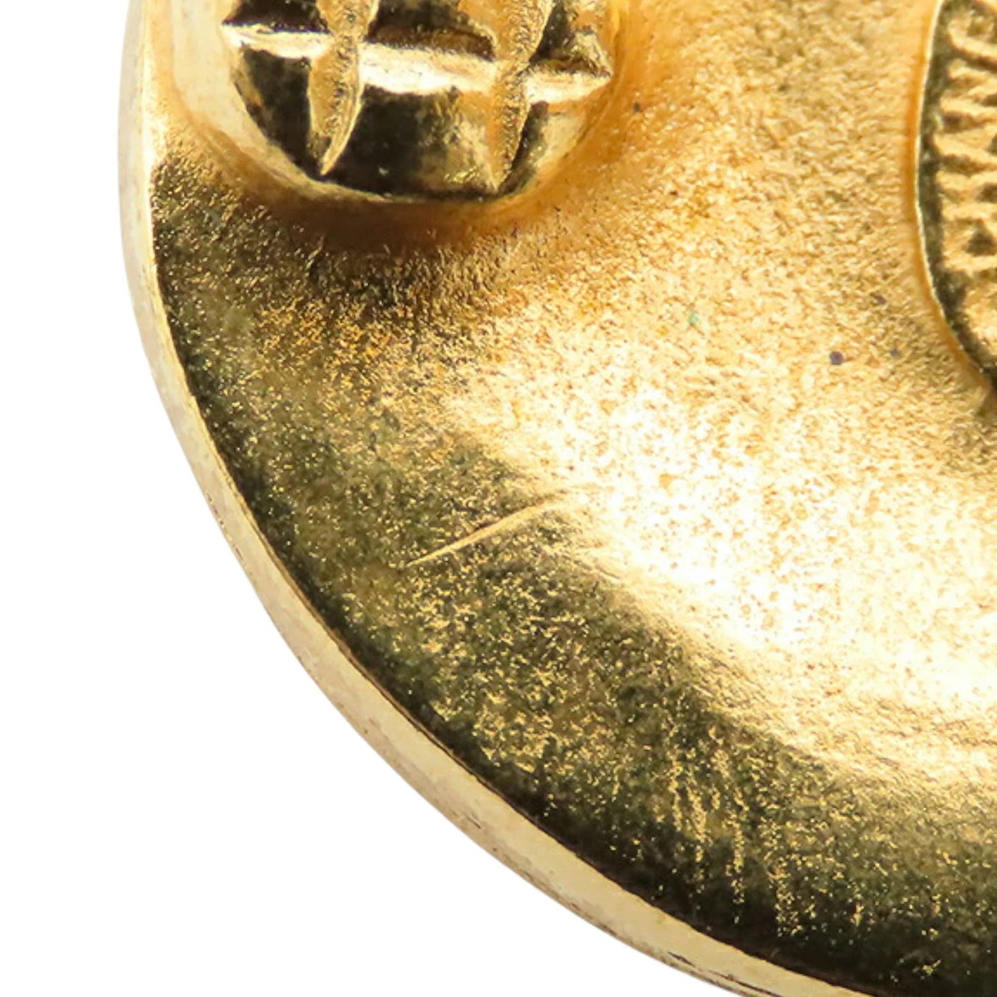 Gold Chanel CC Gold Plated Round Clip On Earrings