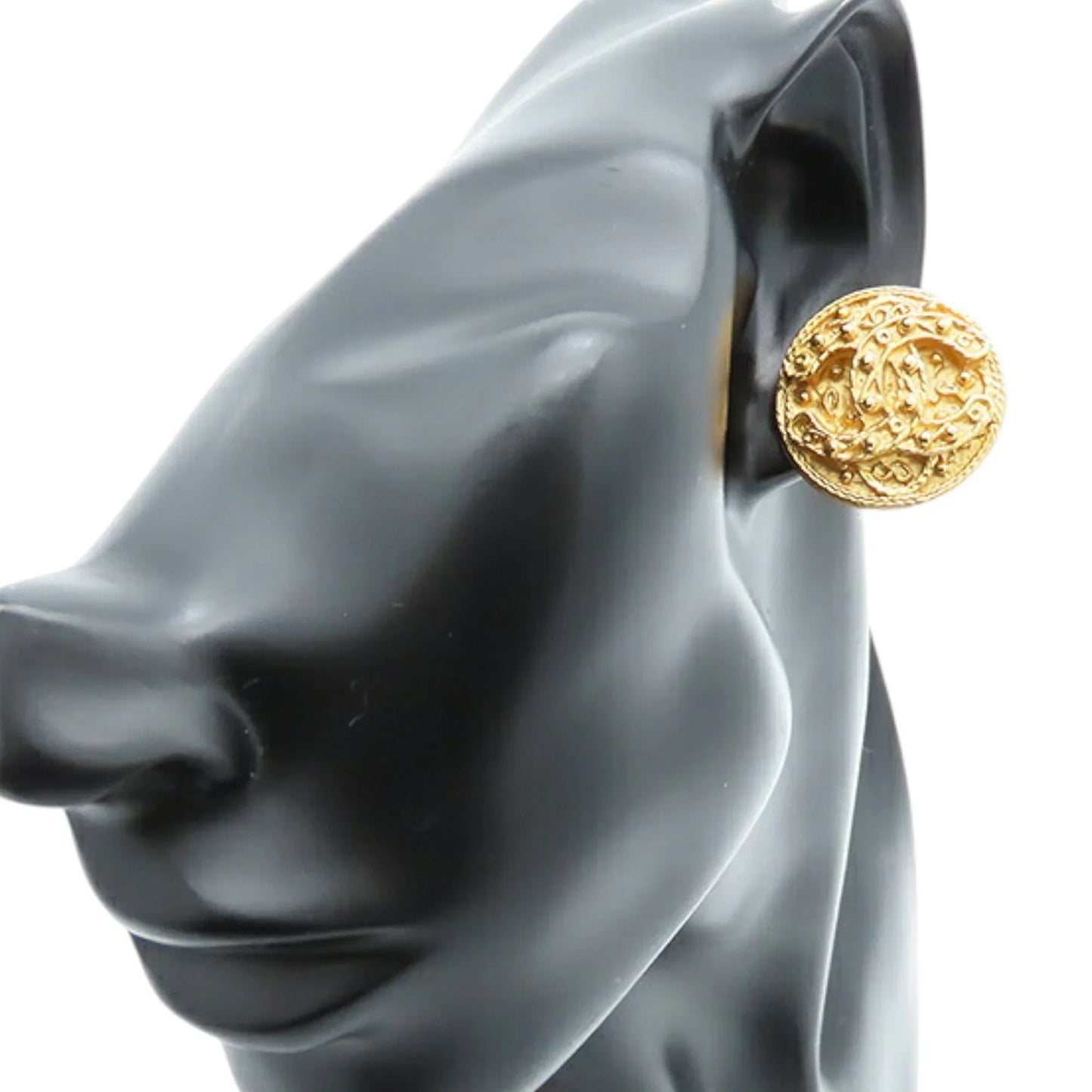Gold Chanel CC Gold Plated Round Clip On Earrings