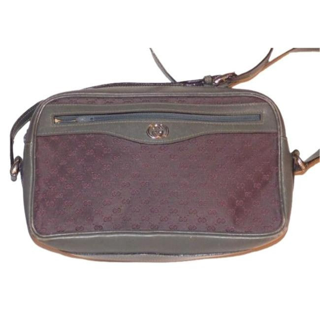 Gucci   Grey With Pinkish Red Logo Leather Canvas Cross Body Bag