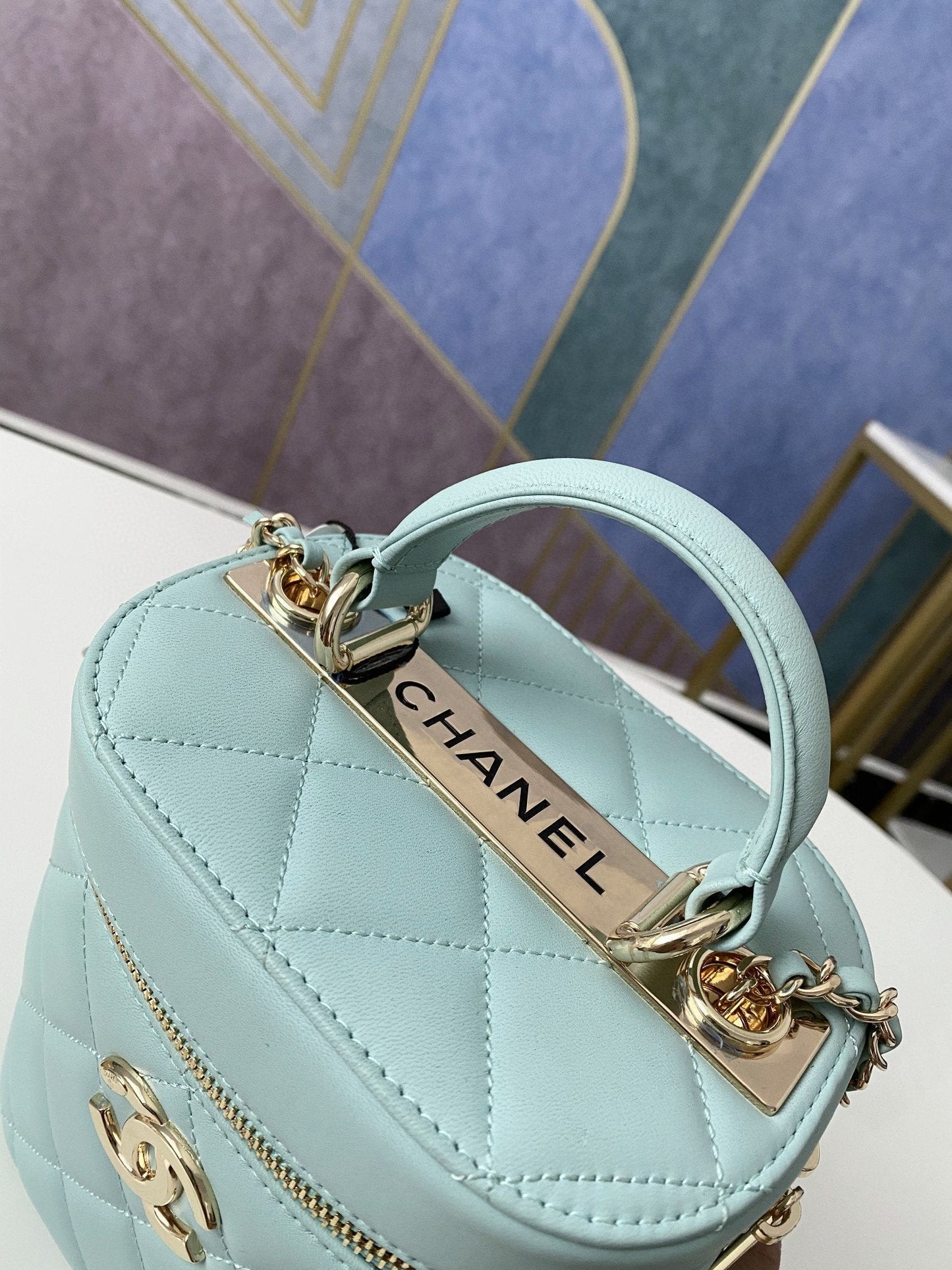 CHLVanity Case Gold Hardware Light Green For Women, Women’s Handbags, Shoulder Bags 9in/24cm 