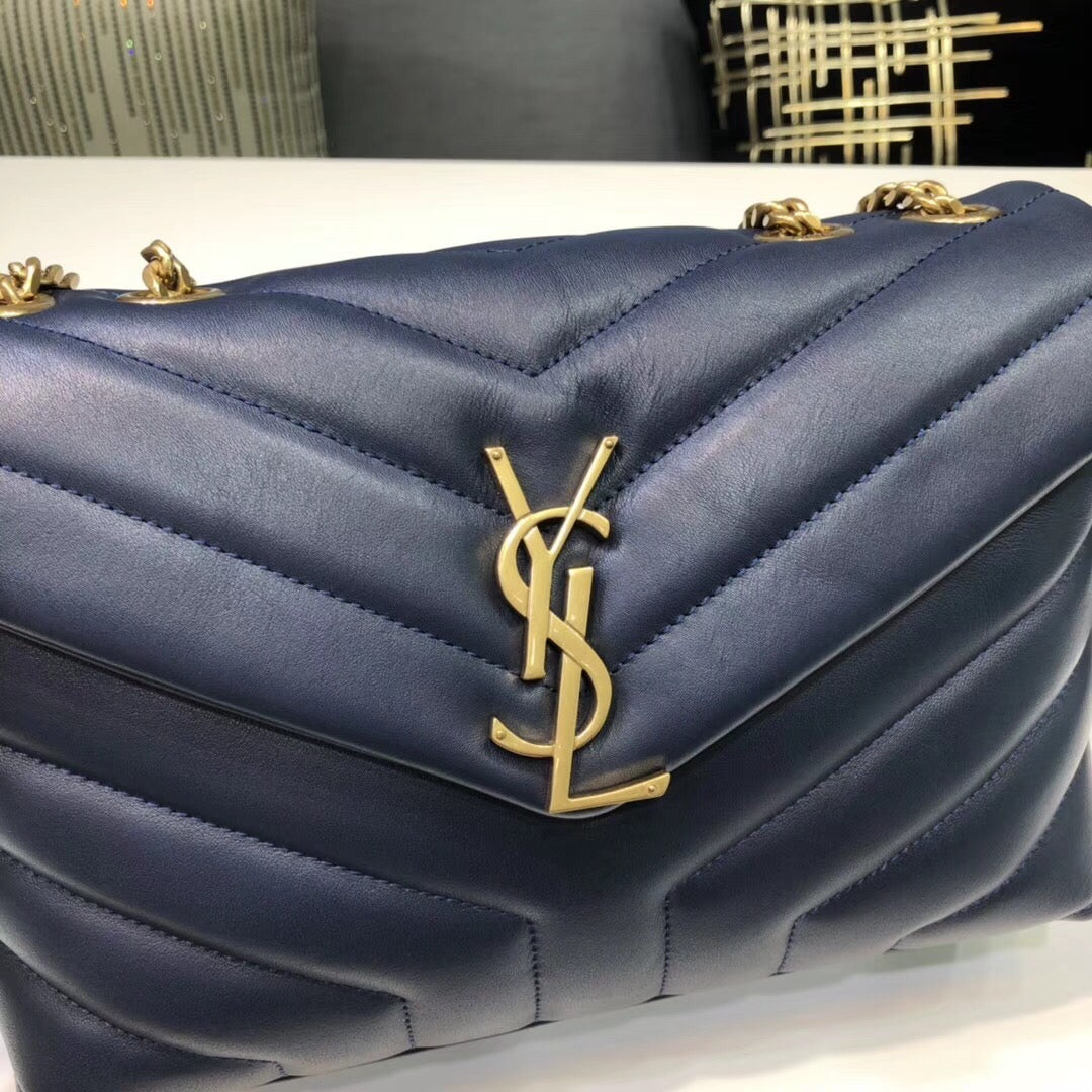 Top Quality Loulou Small Chain Bag In Matelassé "Y" Blue For Women 9.8in/23cm YSL 494699DV7274147