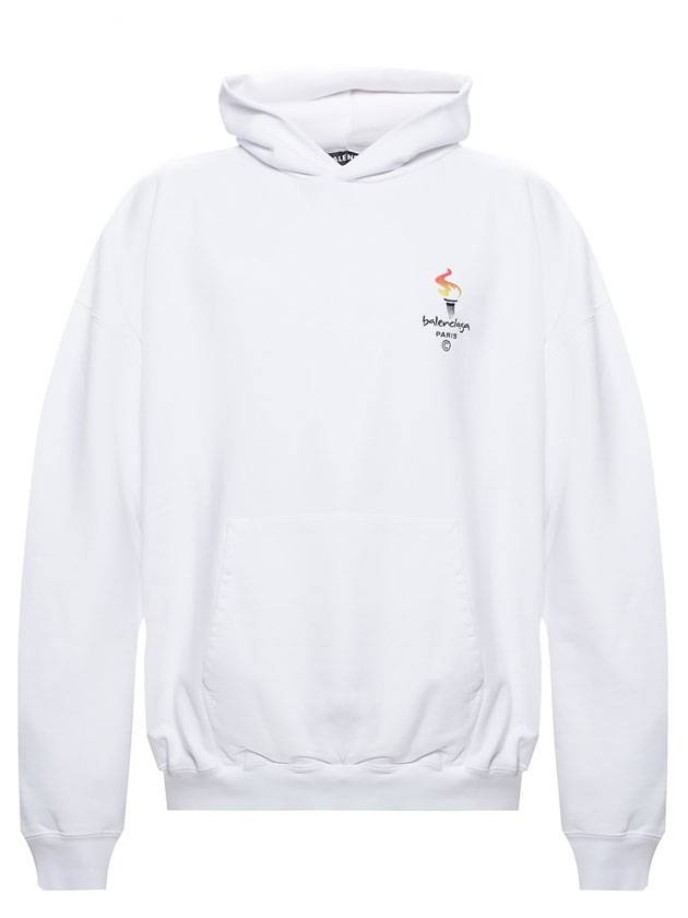 Luxury Balenciaga Trending 2025 Embroidered Flame Logo Hoodie White