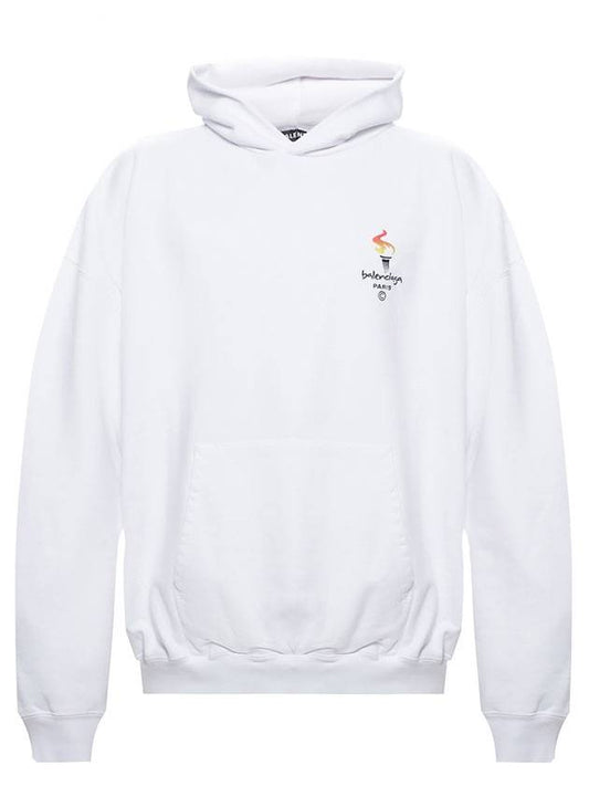 Luxury Balenciaga Trending 2025 Embroidered Flame Logo Hoodie White