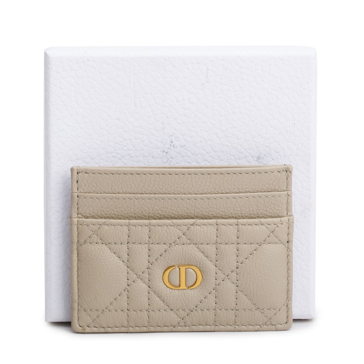 Christian Dior 2023 Beige Supple Cannage Leather Caro Freesia Card Holder