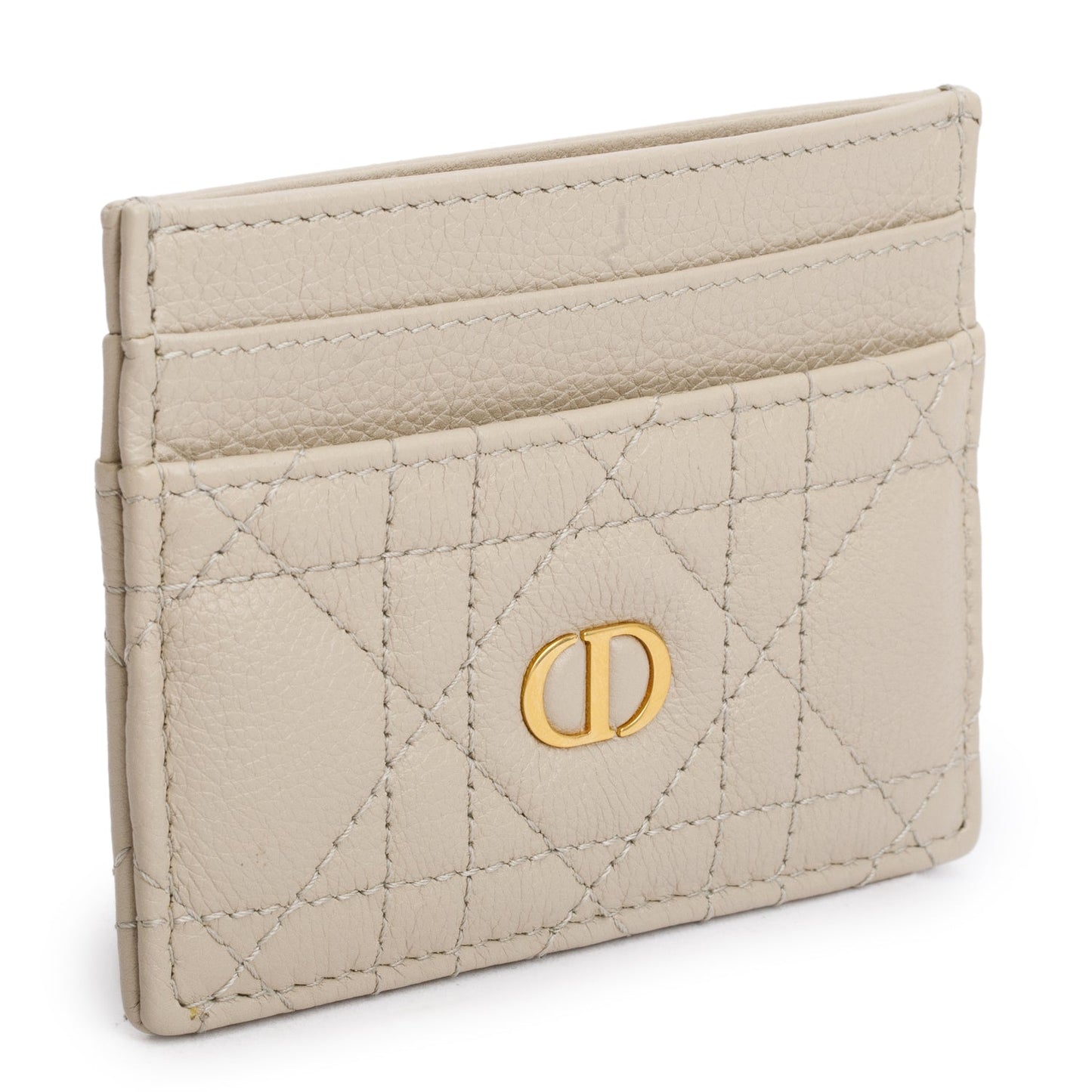 Christian Dior 2023 Beige Supple Cannage Leather Caro Freesia Card Holder
