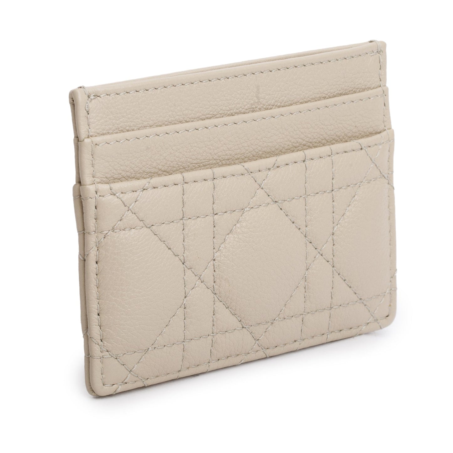 Christian Dior 2023 Beige Supple Cannage Leather Caro Freesia Card Holder