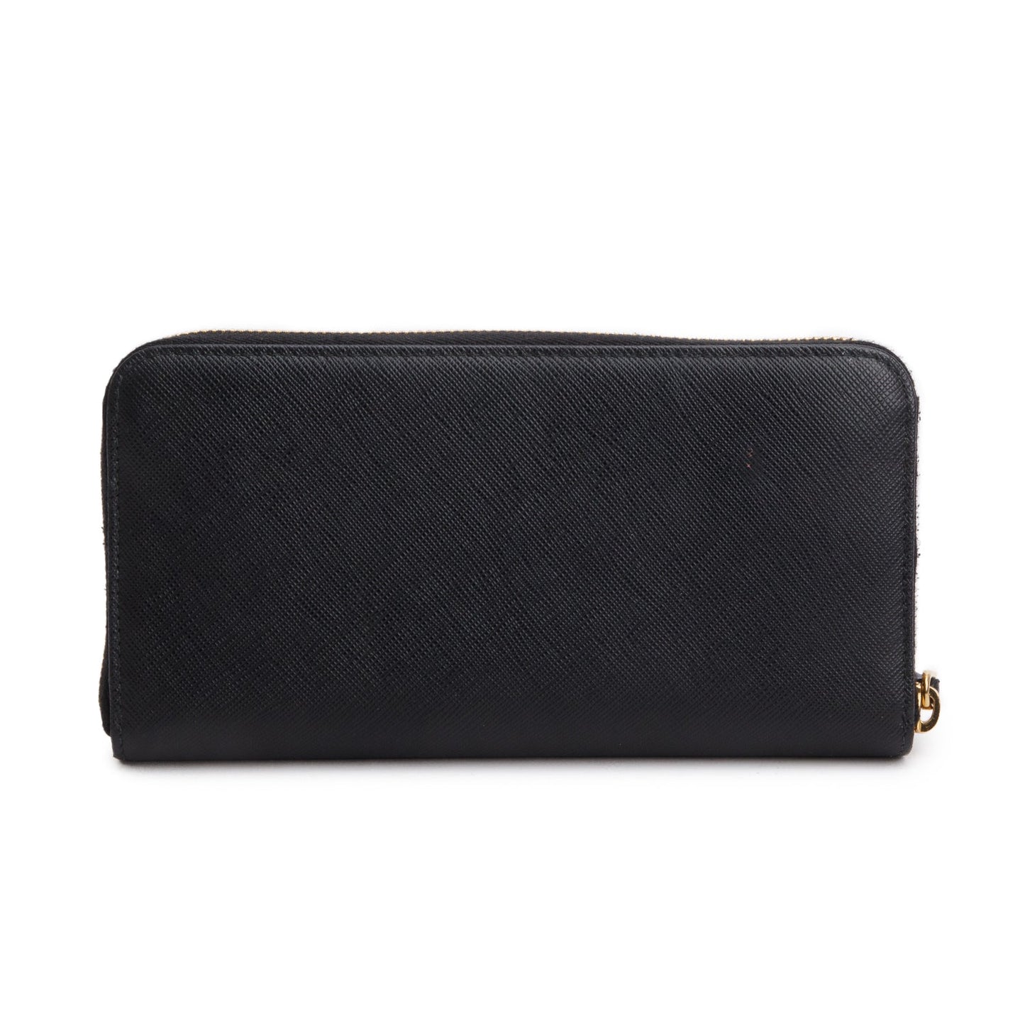 Prada Black Saffiano Leather Zip Around Wallet