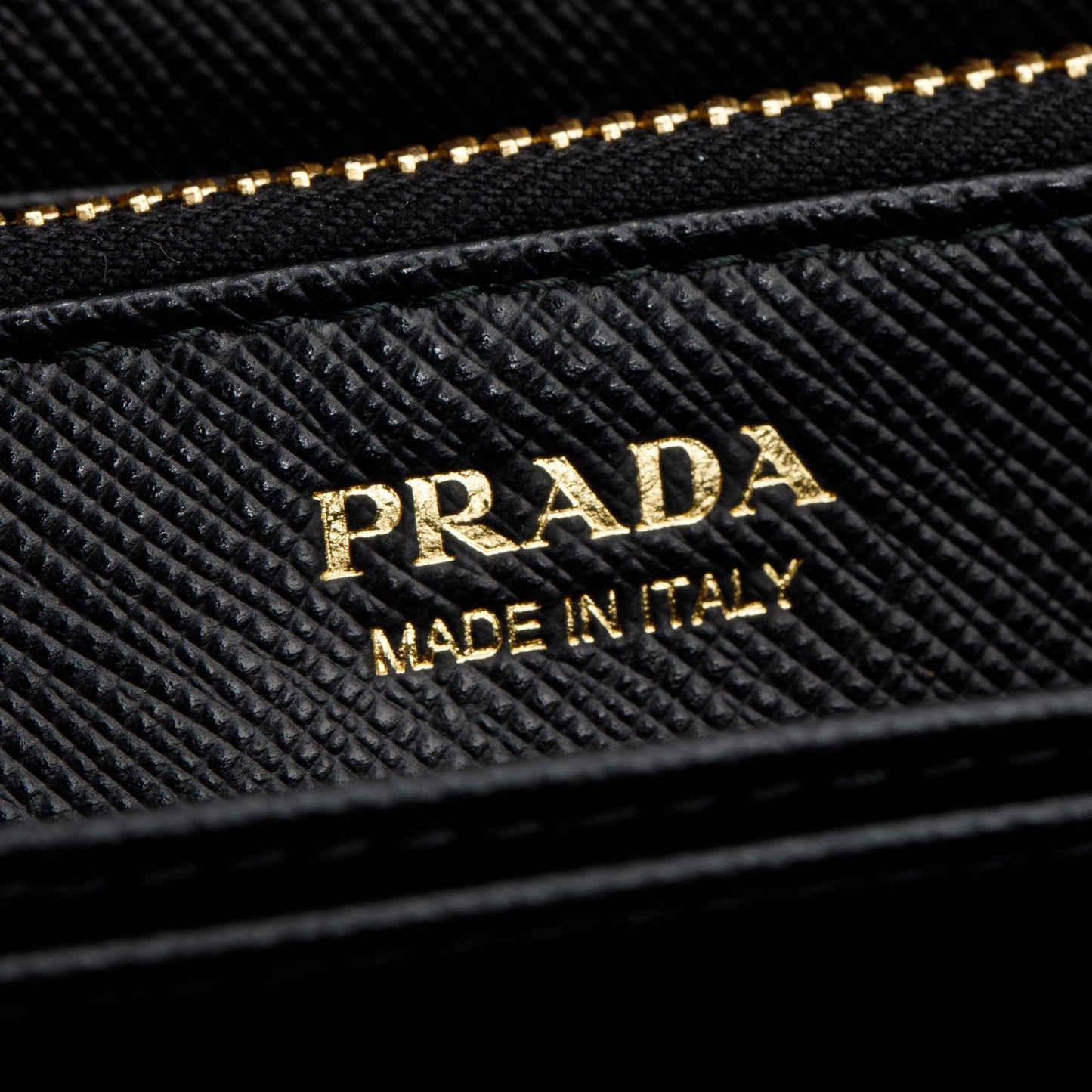 Prada Black Saffiano Leather Zip Around Wallet
