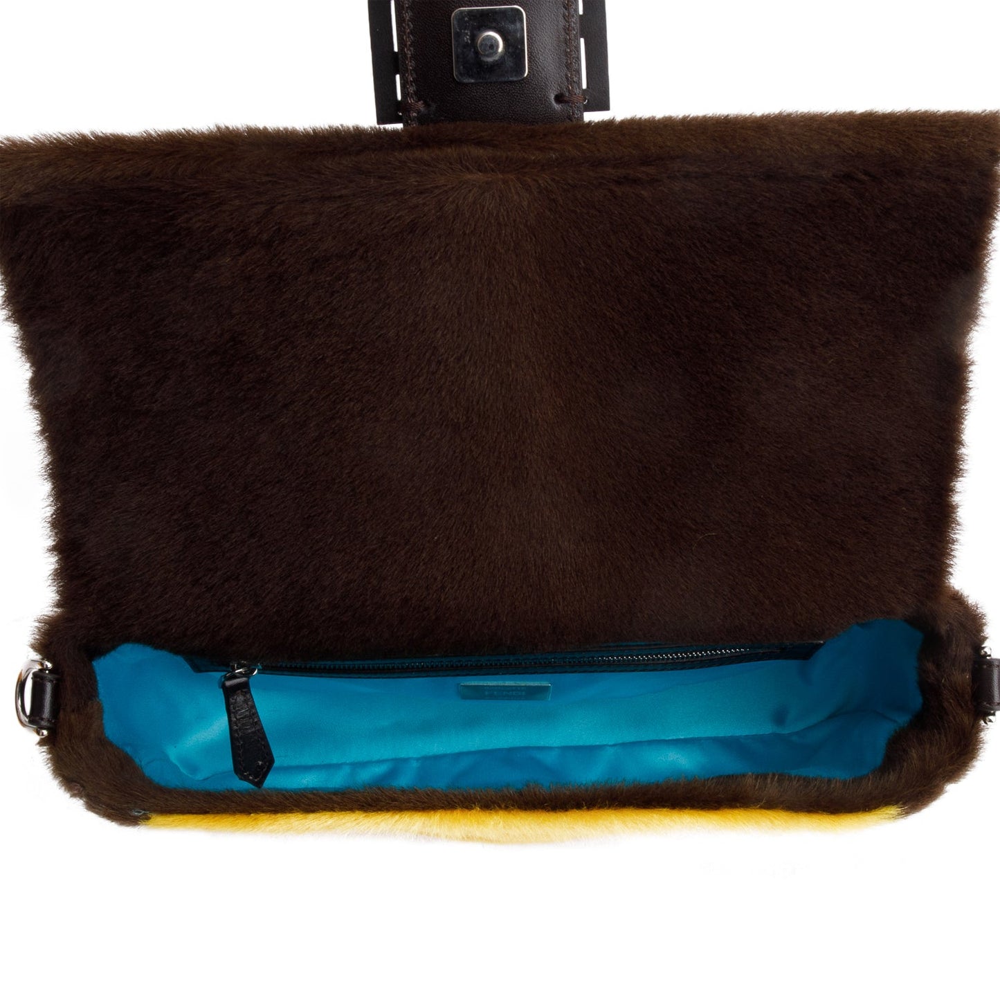 Fendi 2022 Yellow Brown Pony Hair Karung Baguette