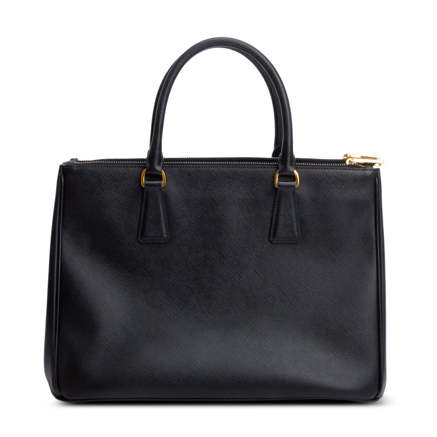 Prada Black Saffiano Lux Medium Double Zip Galleria Tote