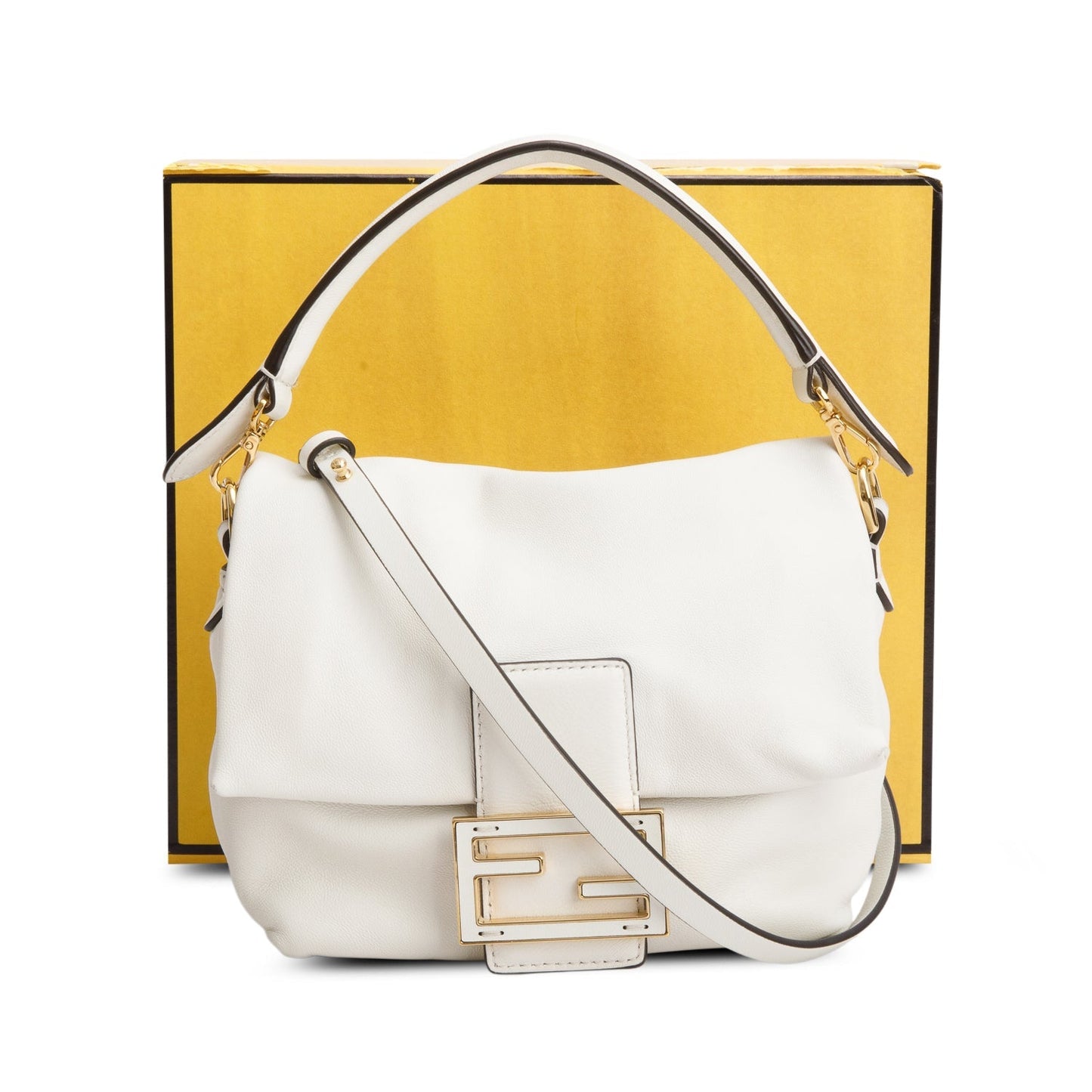 Fendi Cream Nappa Leather Mamma Baguette Small
