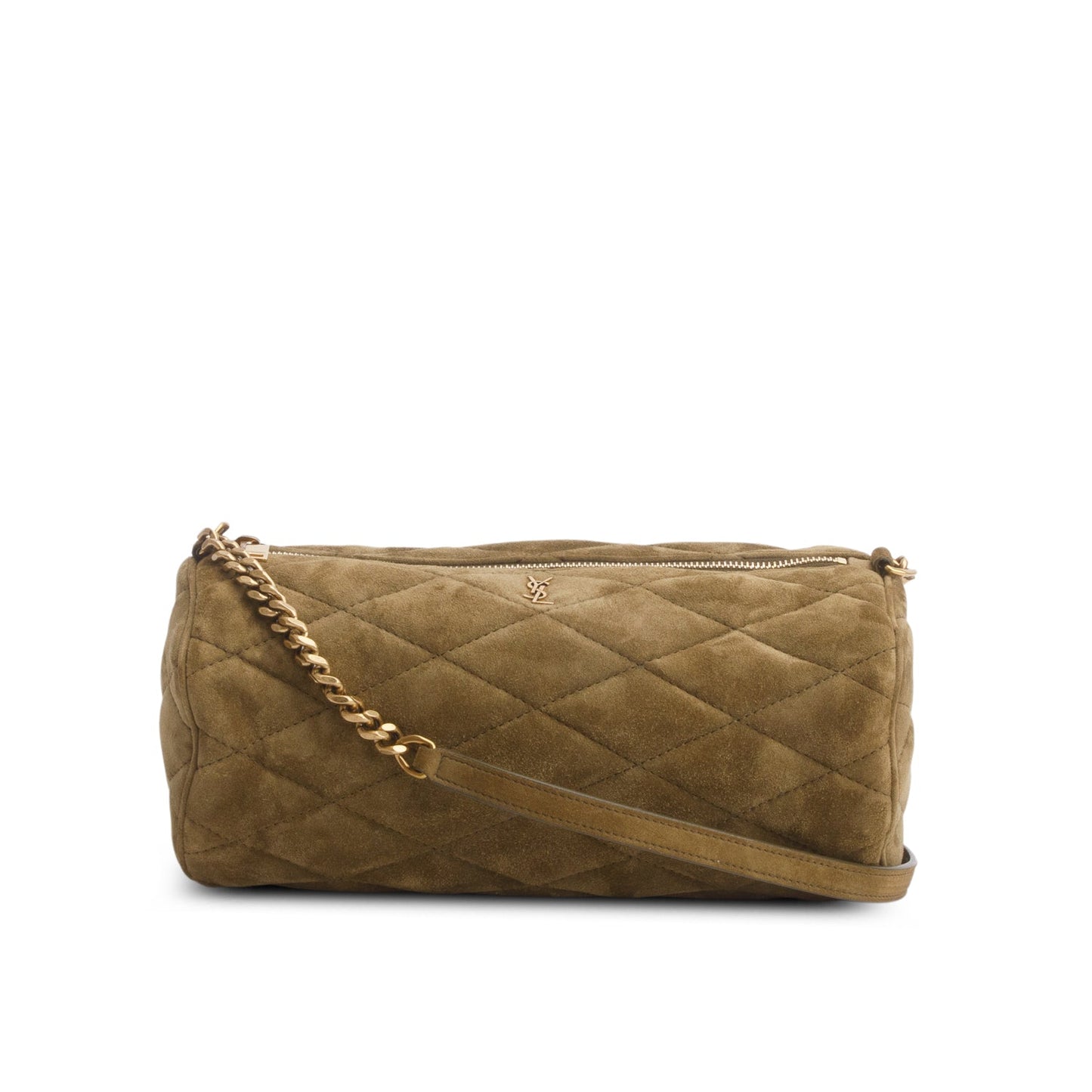 Saint Laurent 2023 Olive Quilted Suede Mini Sade Tube Bag