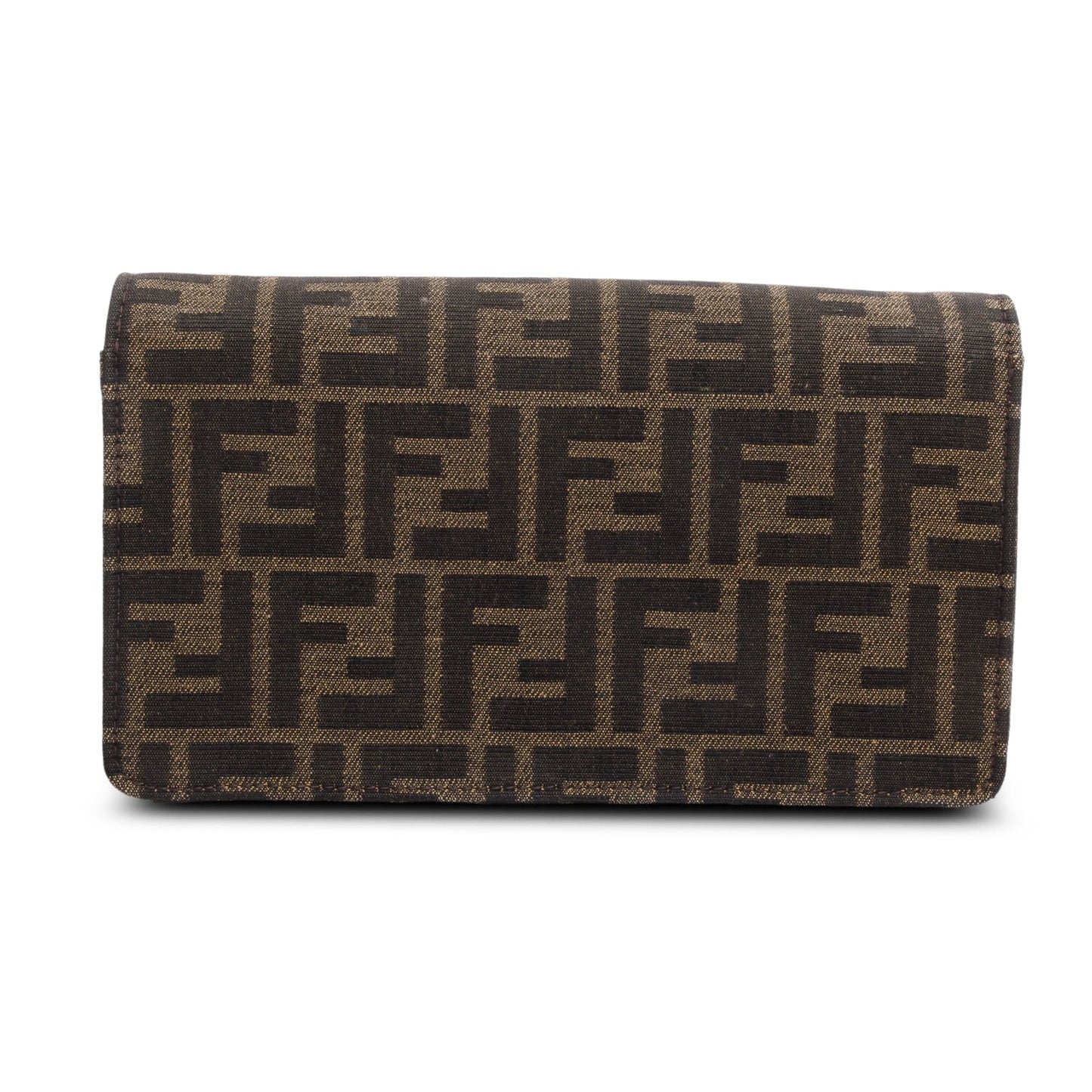 Fendi Brown FF Jacquard Baguette Wallet on Chain