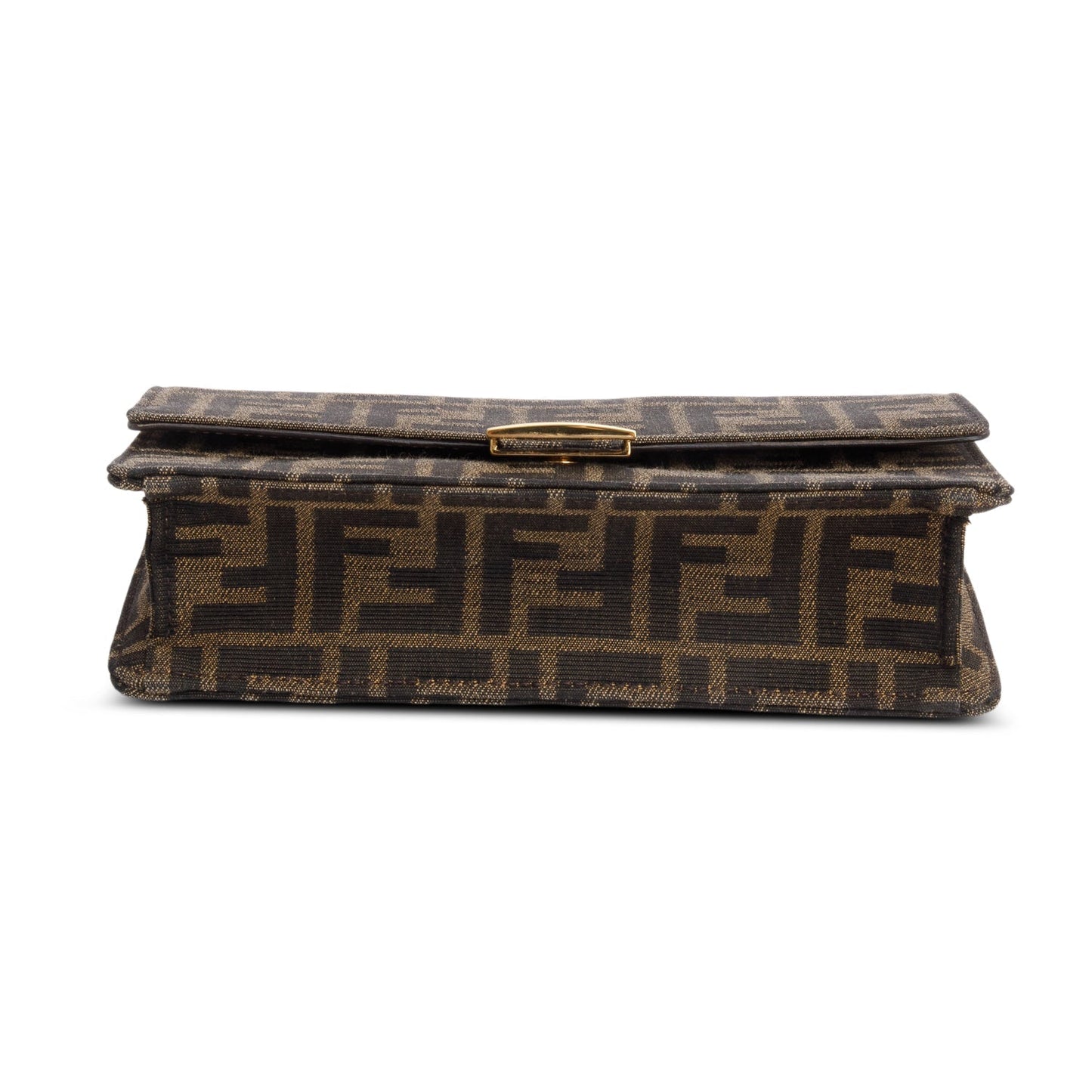 Fendi Brown FF Jacquard Baguette Wallet on Chain